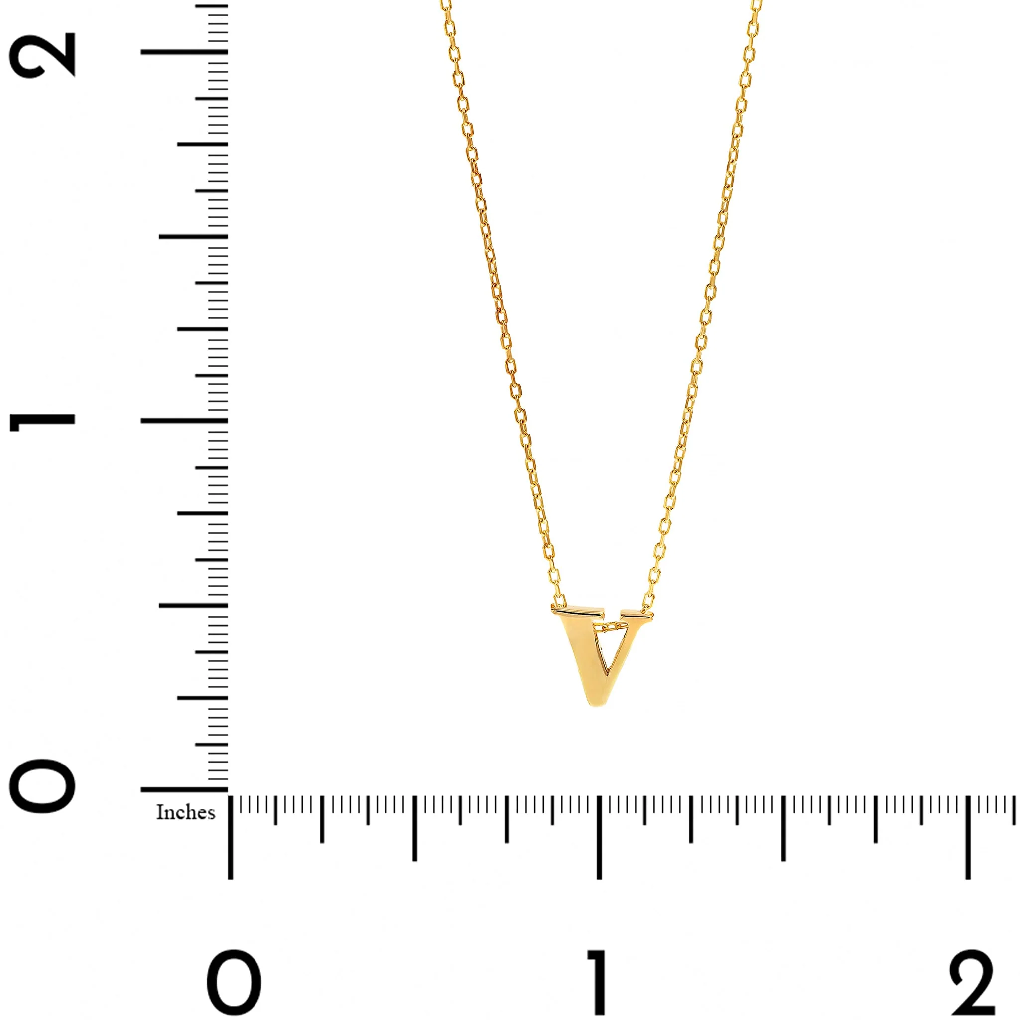 14K Yellow Gold Initial "V" Pendant Necklace - Image 4