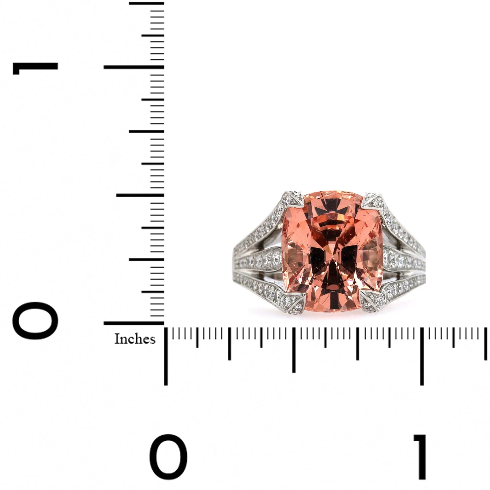 Platinum 3 Row Shank Garnet and Diamond Ring - Image 3