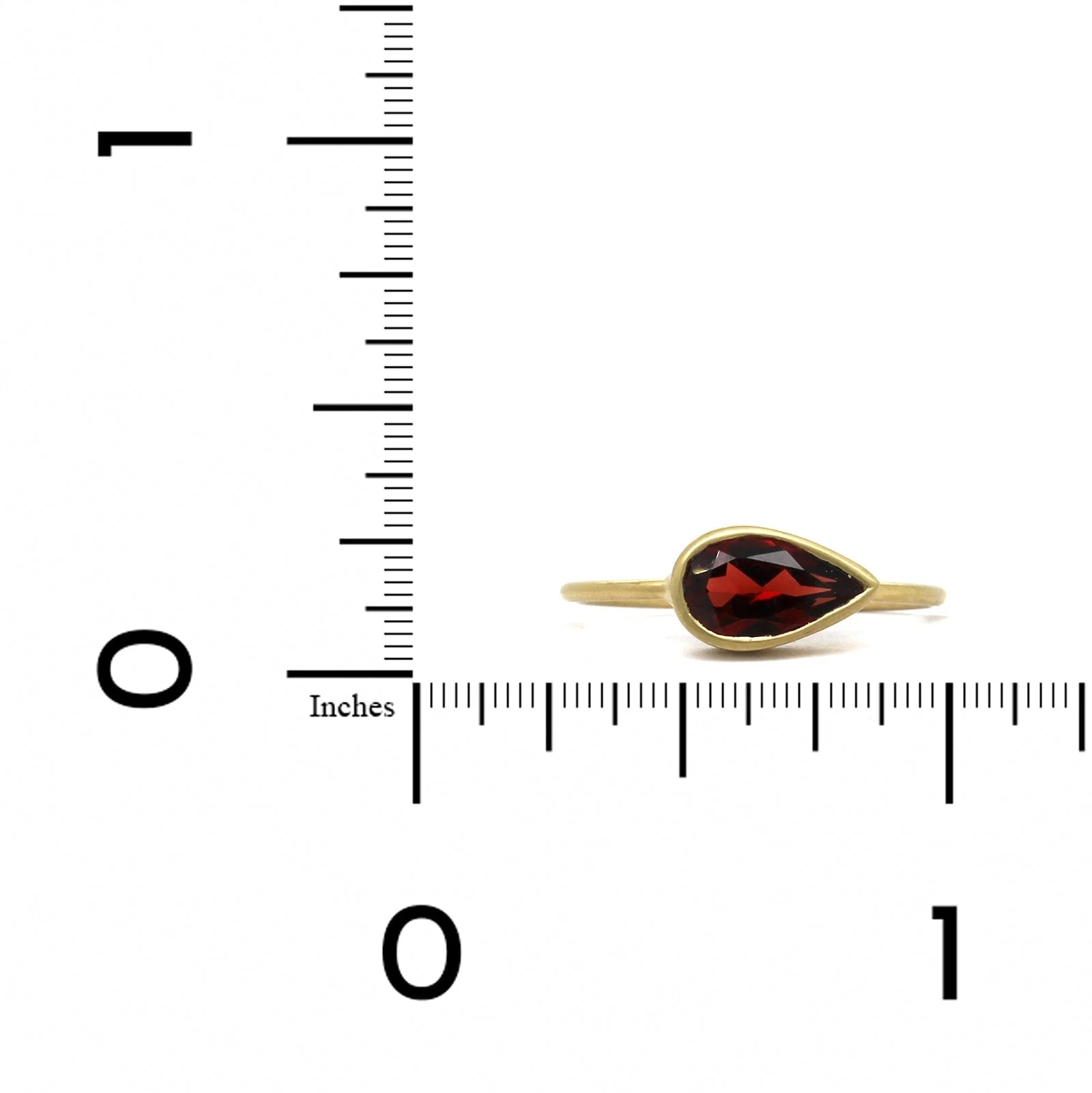 18K Yellow Gold Tear Drop Shape Garnet Ring - Image 3