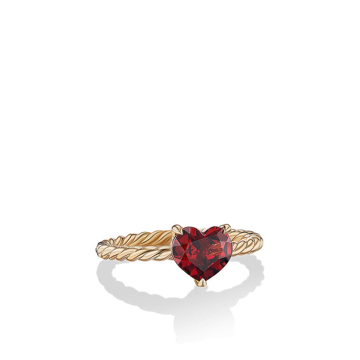 Chatelaine Heart Ring in 18K Yellow Gold with Garnet