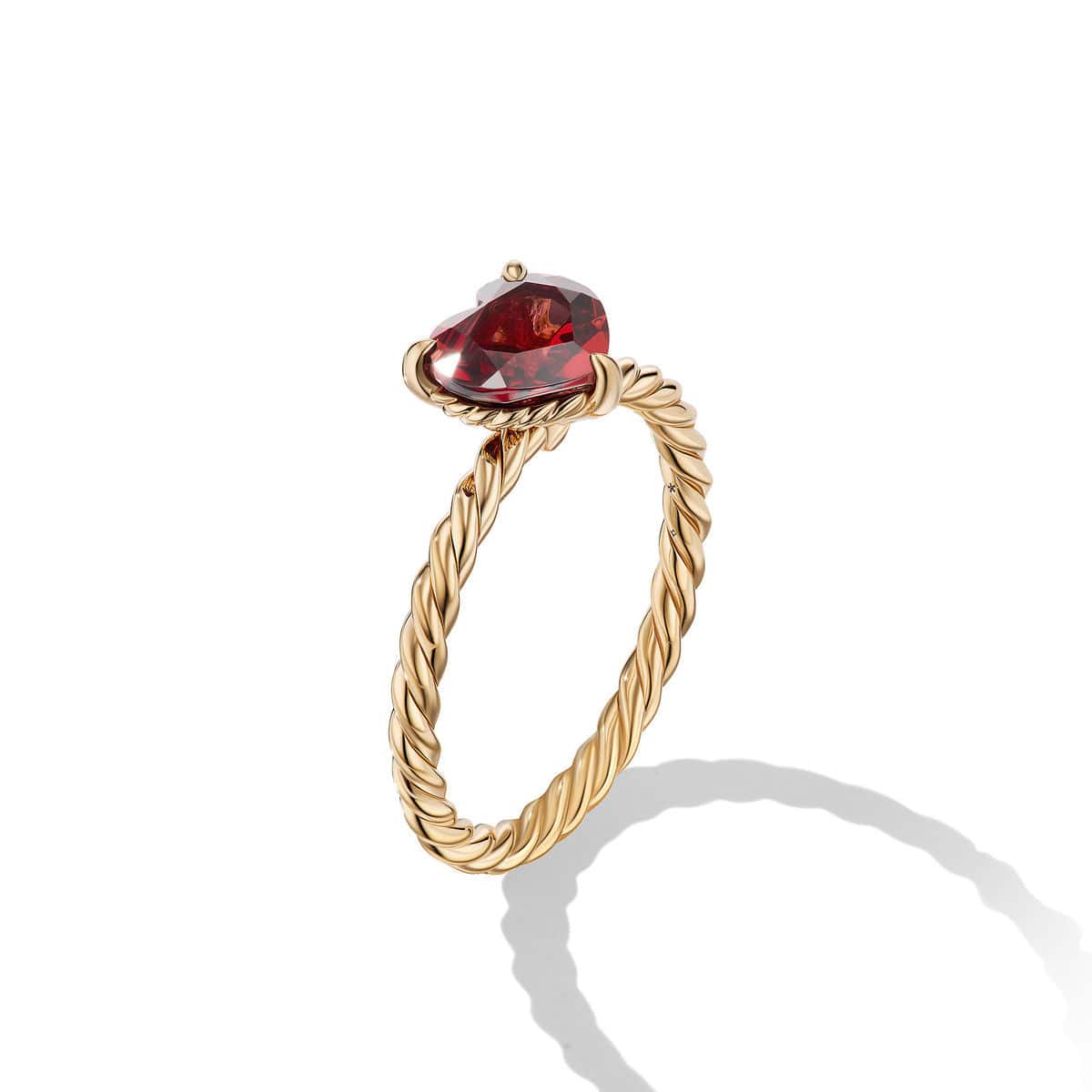 Chatelaine Heart Ring in 18K Yellow Gold with Garnet - Image 2