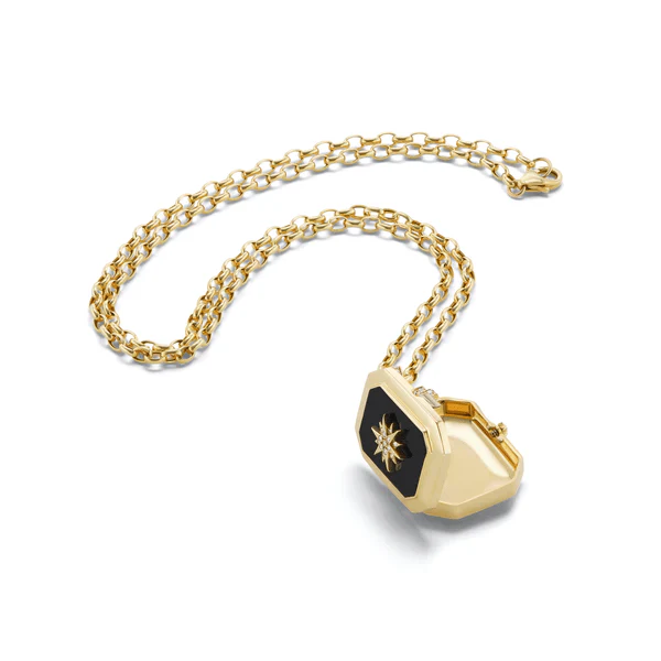 Sorellina 18K Yellow Gold Le Stelle Star Onyx Locket - Image 3