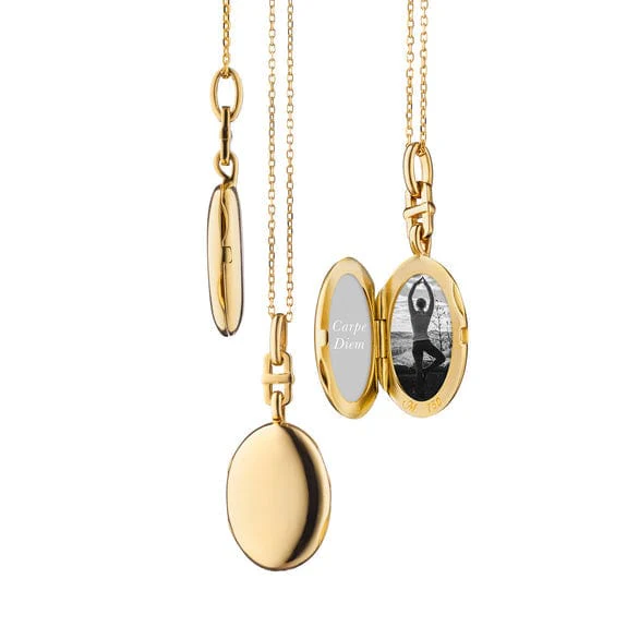 18K Yellow Gold Slim Oval "EVE" Locket