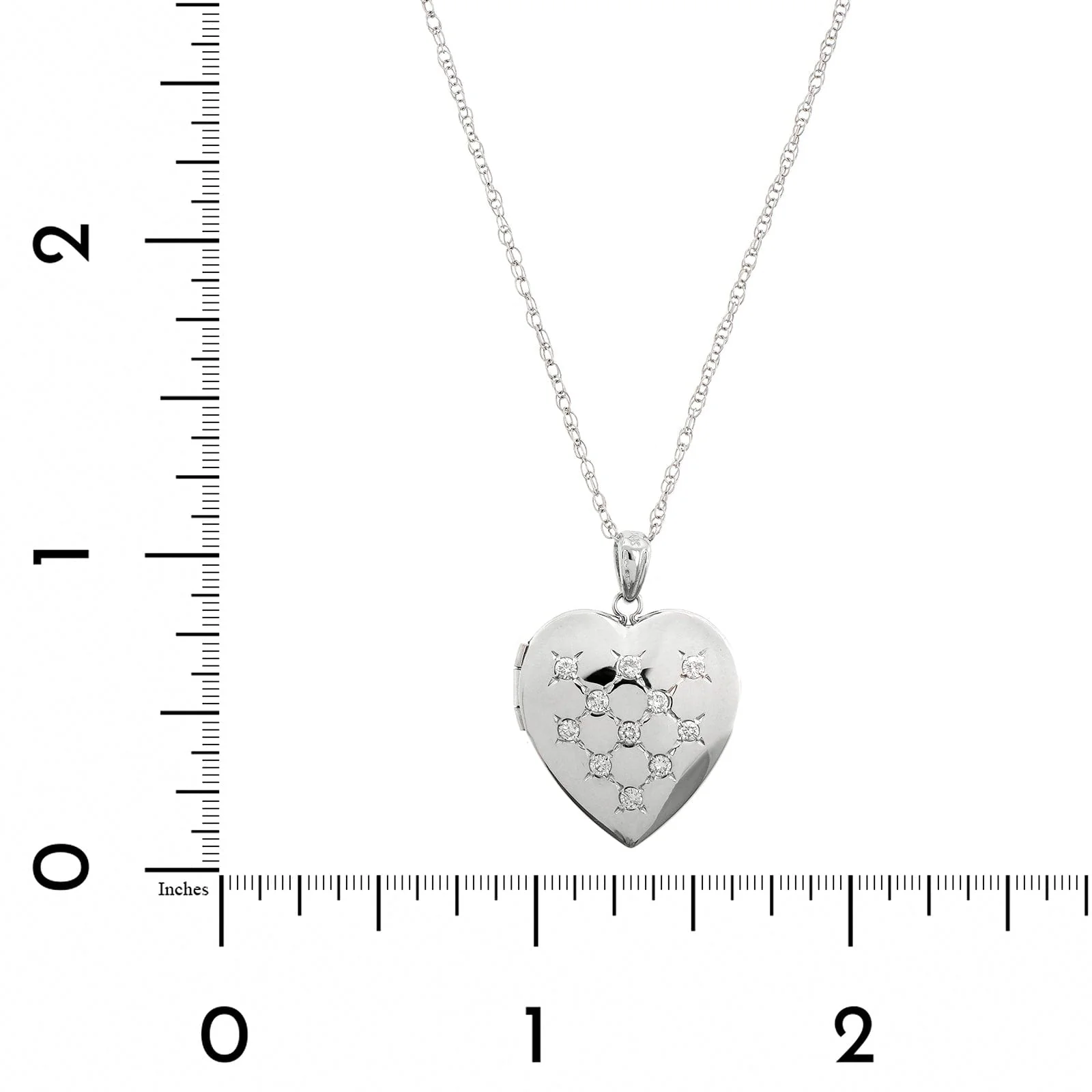 14K White Gold Diamond Heart Shaped Locket - Image 5