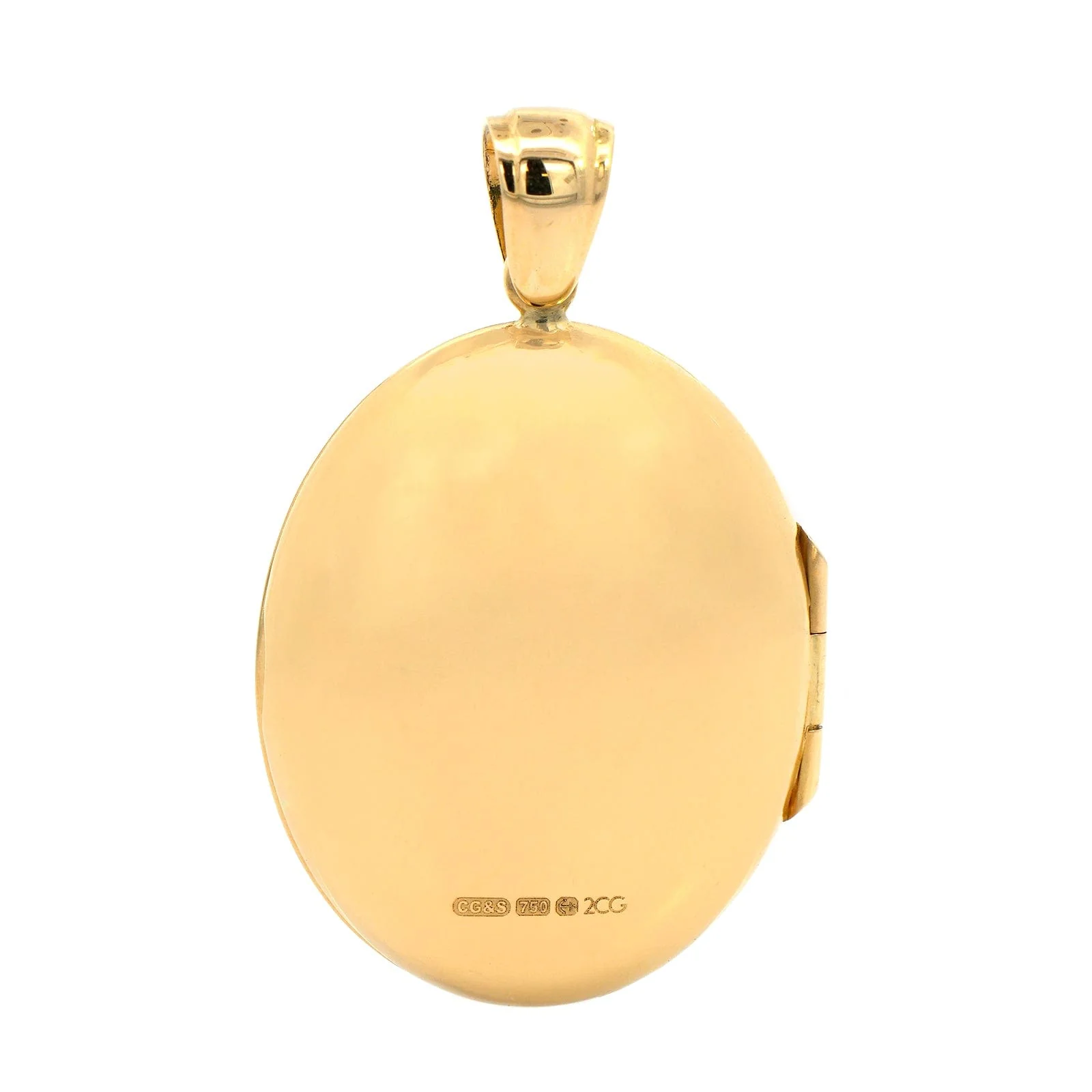 18K Yellow Gold Engraved Oval Locket - Image 2
