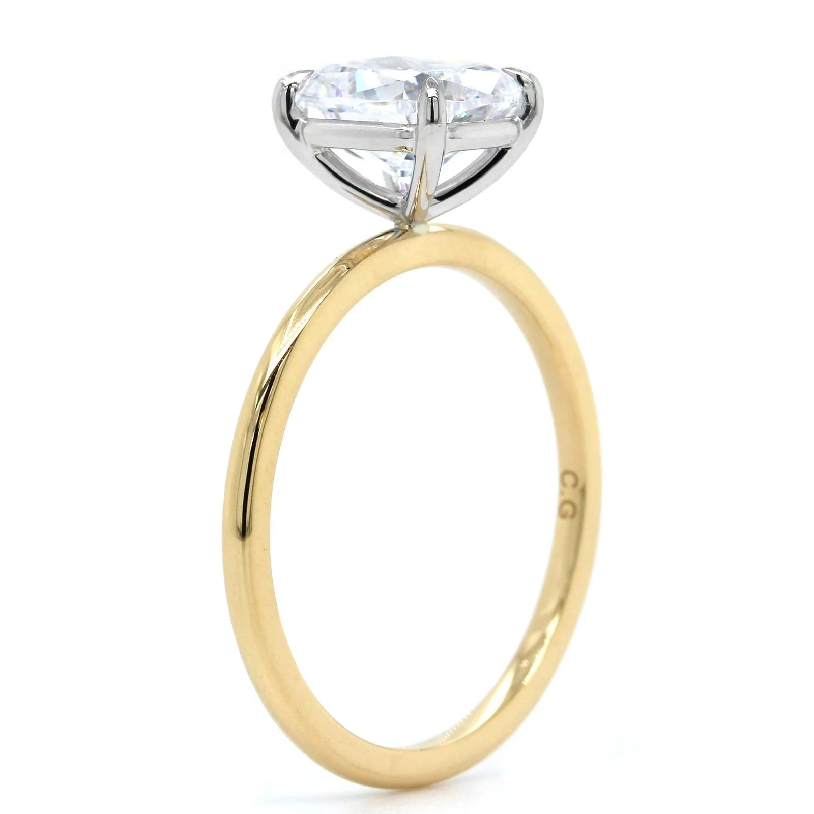 18K Yellow Gold Cushion 4 Prong Solitaire Engagement Ring Setting - Image 2