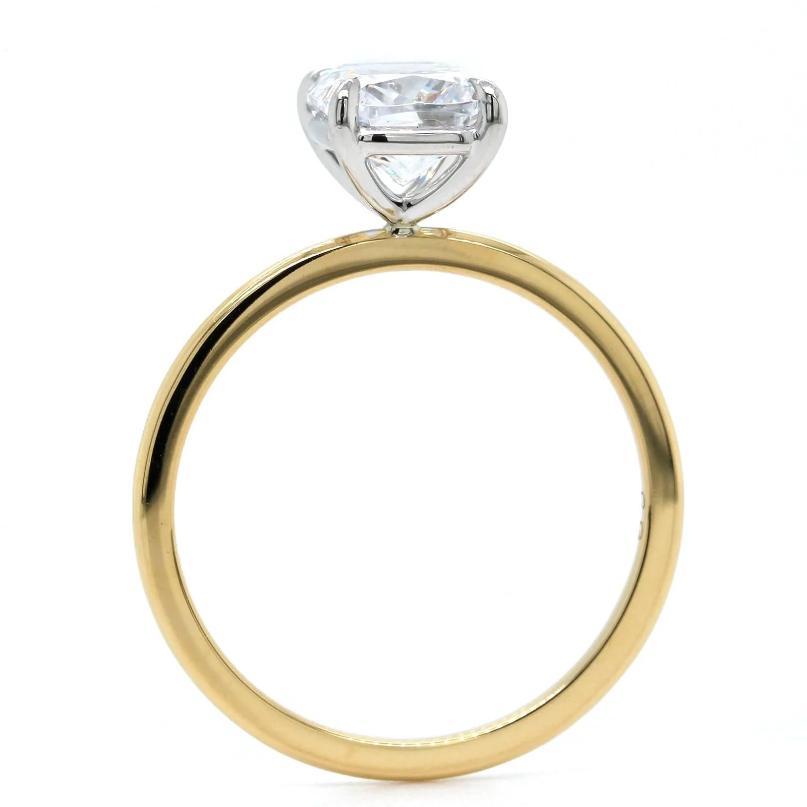 18K Yellow Gold Cushion 4 Prong Solitaire Engagement Ring Setting - Image 3