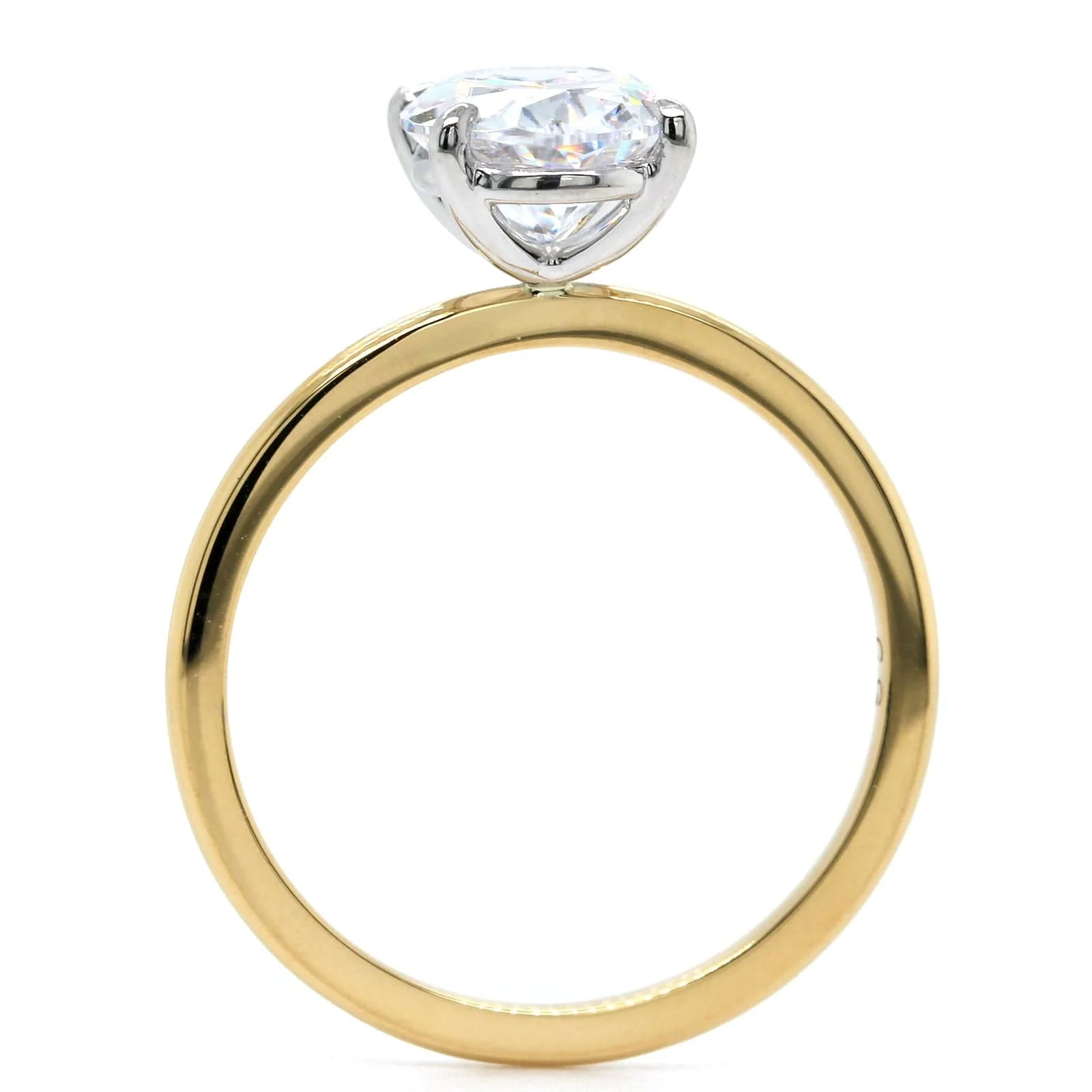 18K Yellow Gold Oval 4 Prong Solitaire Engagement Ring Setting - Image 3