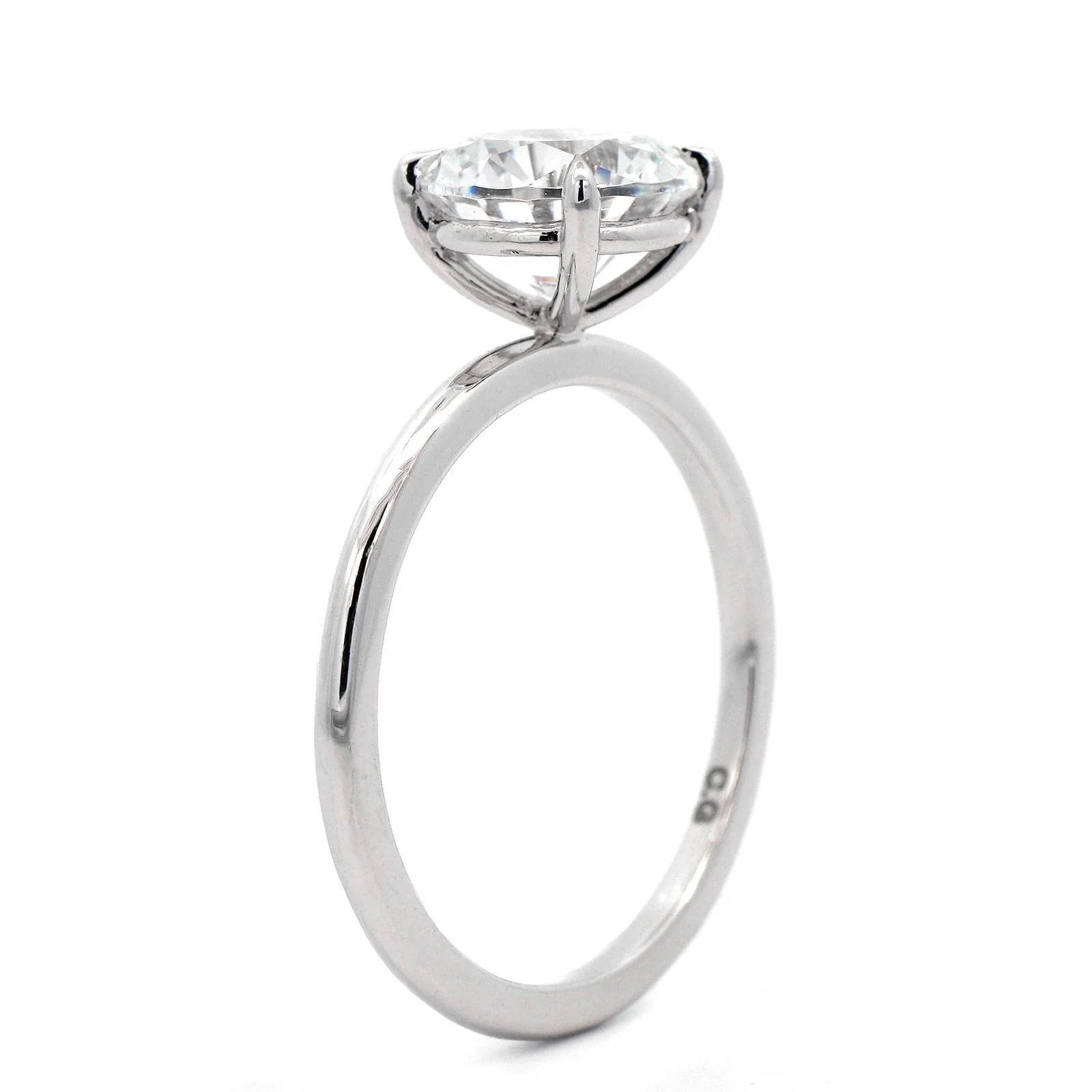 Platinum Round 4 Prong Solitaire Engagement Ring Setting - Image 2