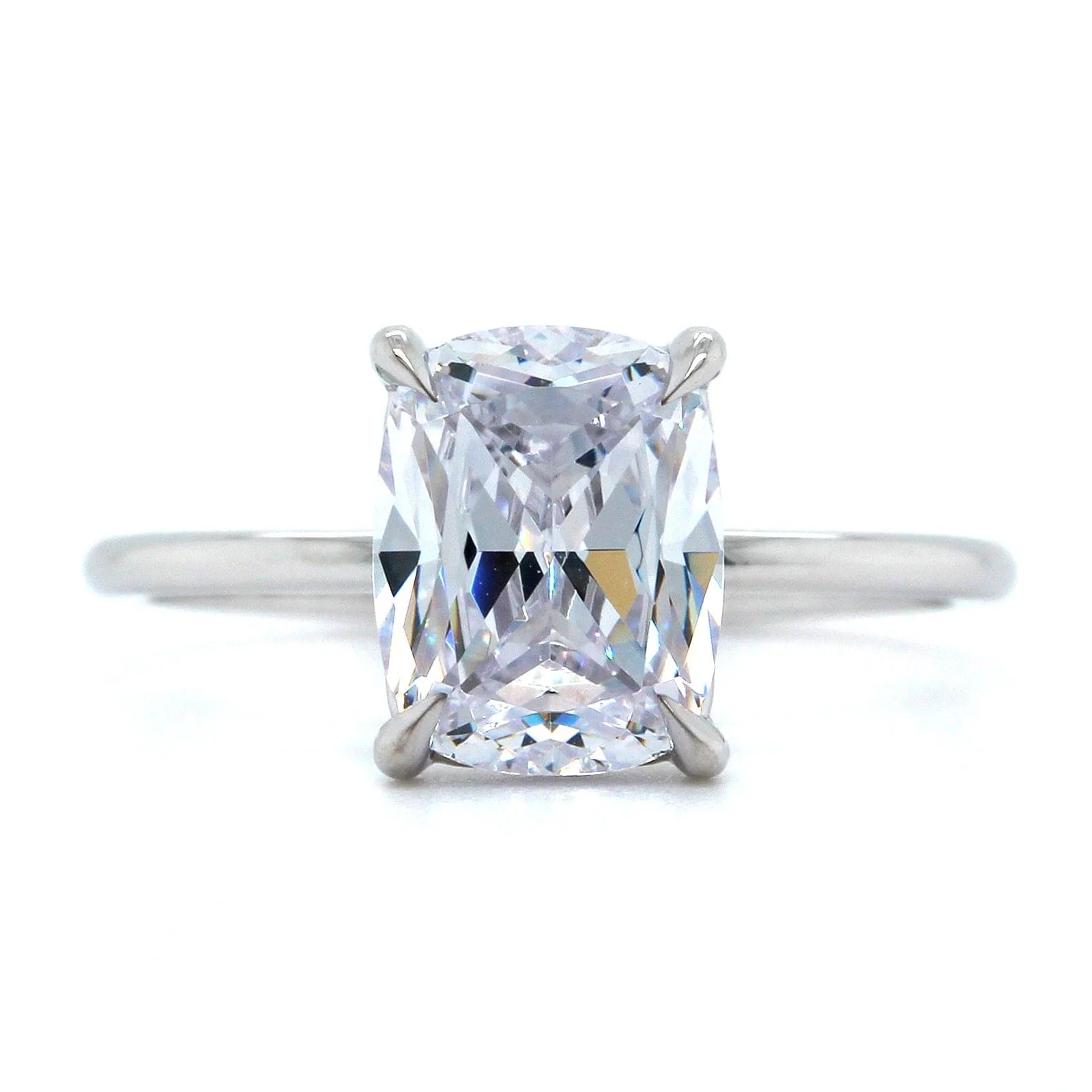 Platinum Cushion 4 Prong Solitaire Engagement Ring Setting - Image 4