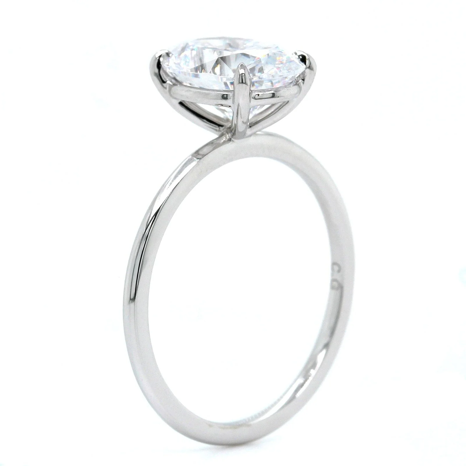 Platinum Oval 4 Prong Solitaire Engagement Ring Setting - Image 2