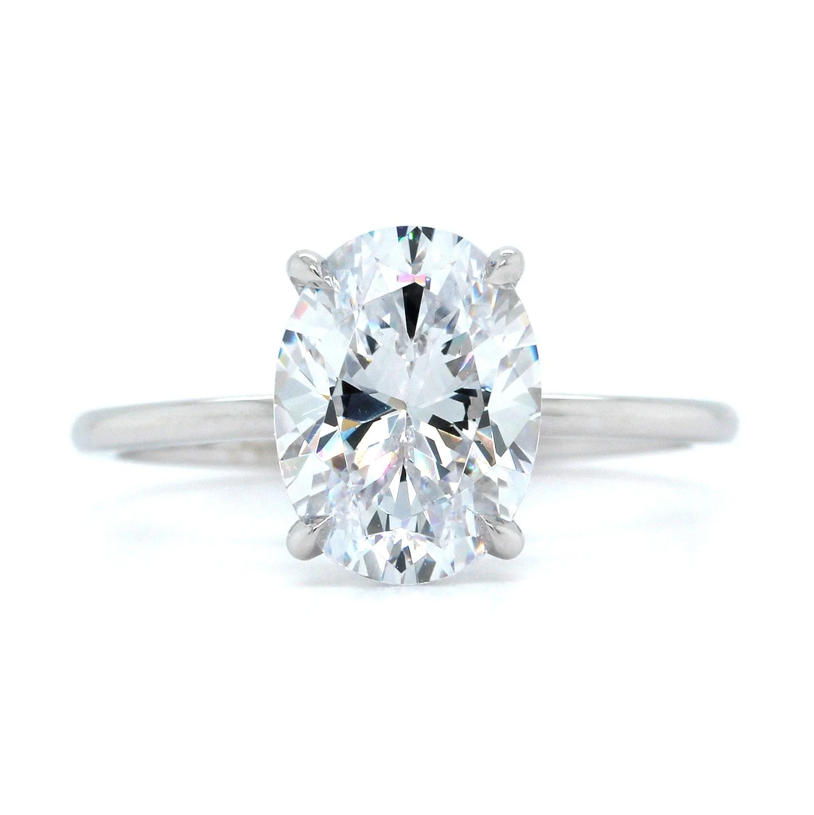 Platinum Oval 4 Prong Solitaire Engagement Ring Setting - Image 4