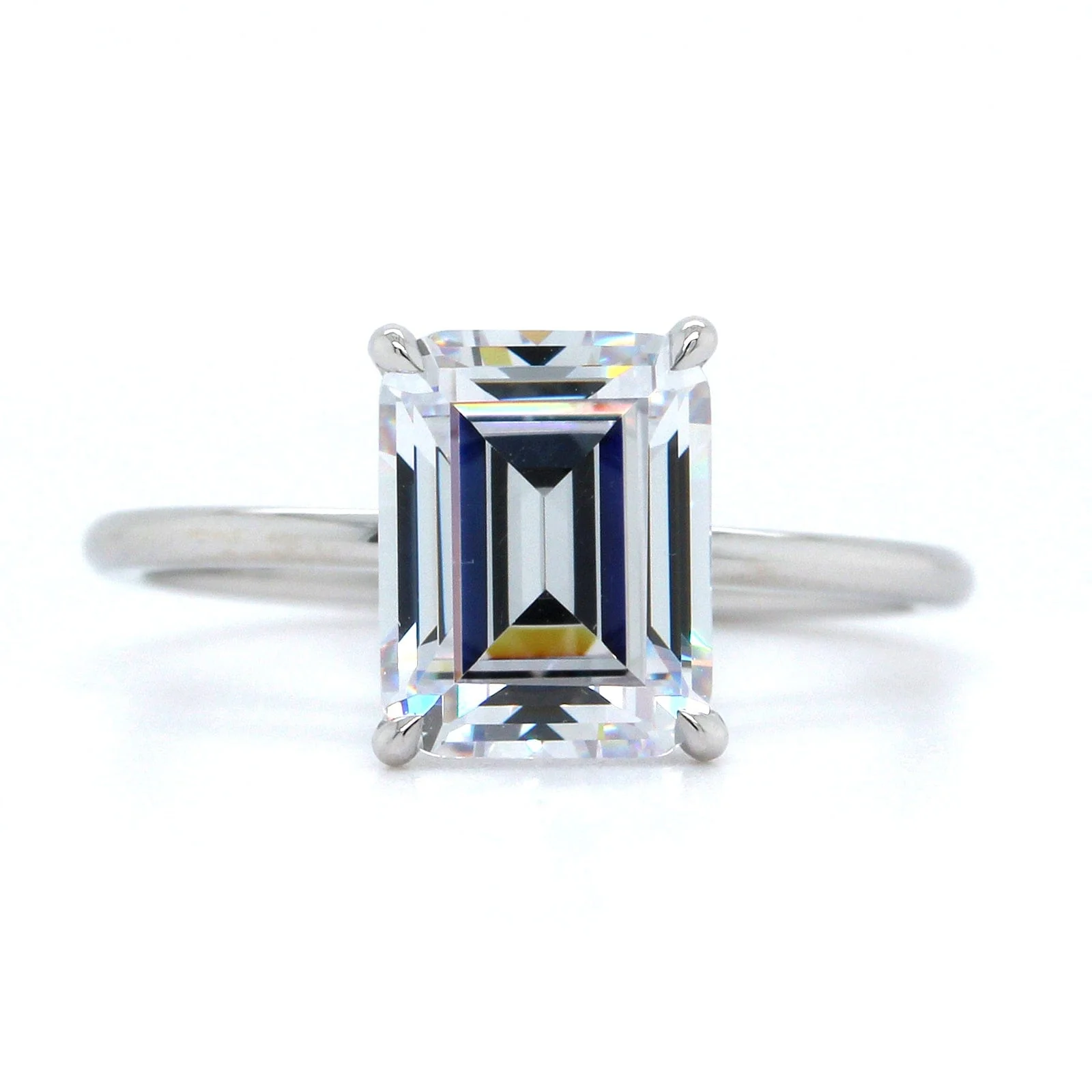 Platinum Emerald 4 Prong Solitaire Engagement Ring Setting