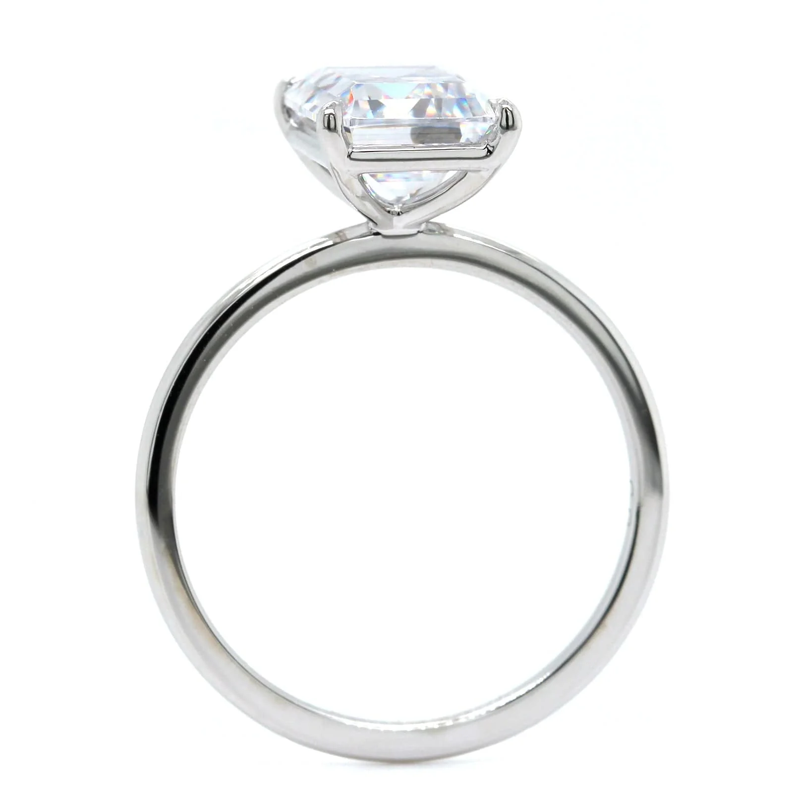 Platinum Emerald 4 Prong Solitaire Engagement Ring Setting - Image 3