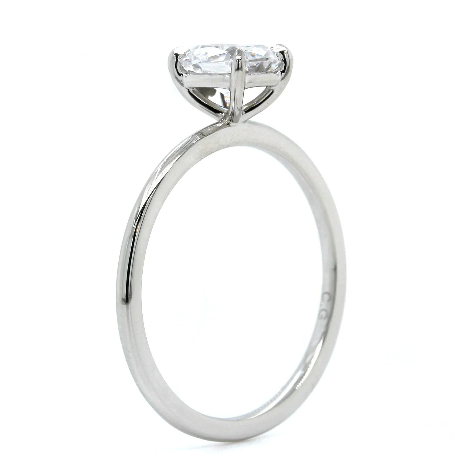 Platinum Cushion 4 Prong Solitaire Engagement Ring Setting - Image 2