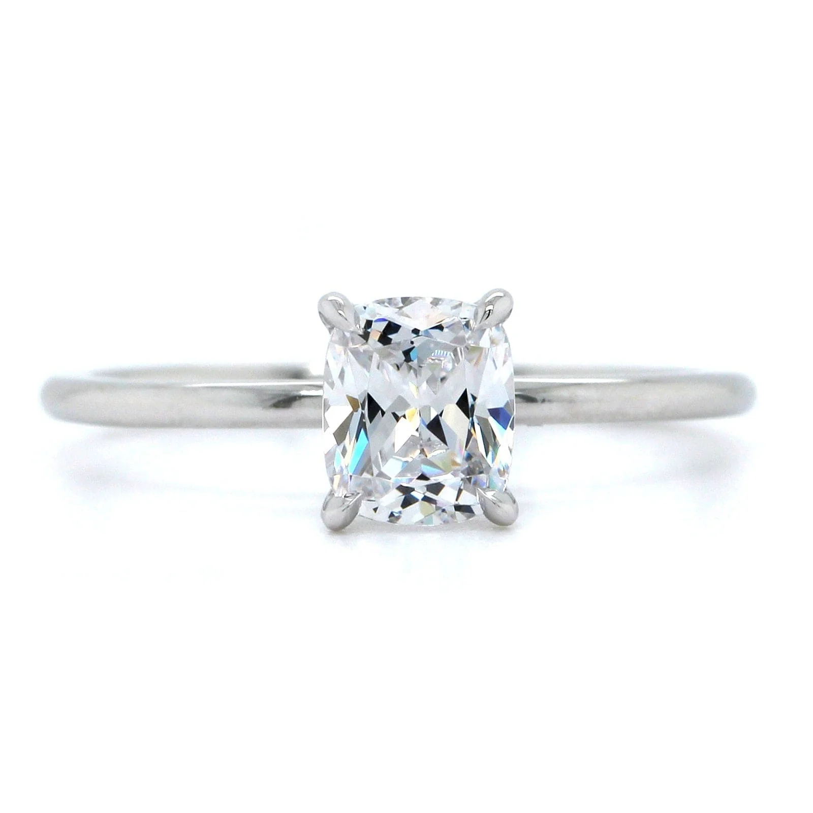 Platinum Cushion 4 Prong Solitaire Engagement Ring Setting - Image 4