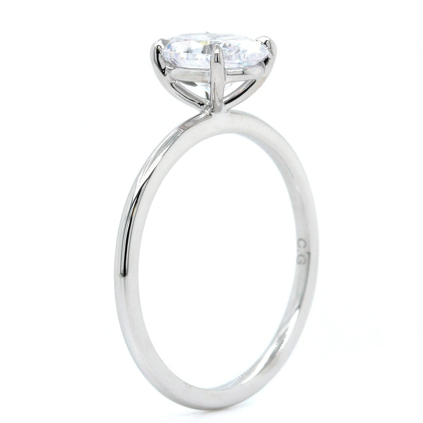 Platinum Oval 4 Prong Solitaire Engagement Ring Setting - Image 2
