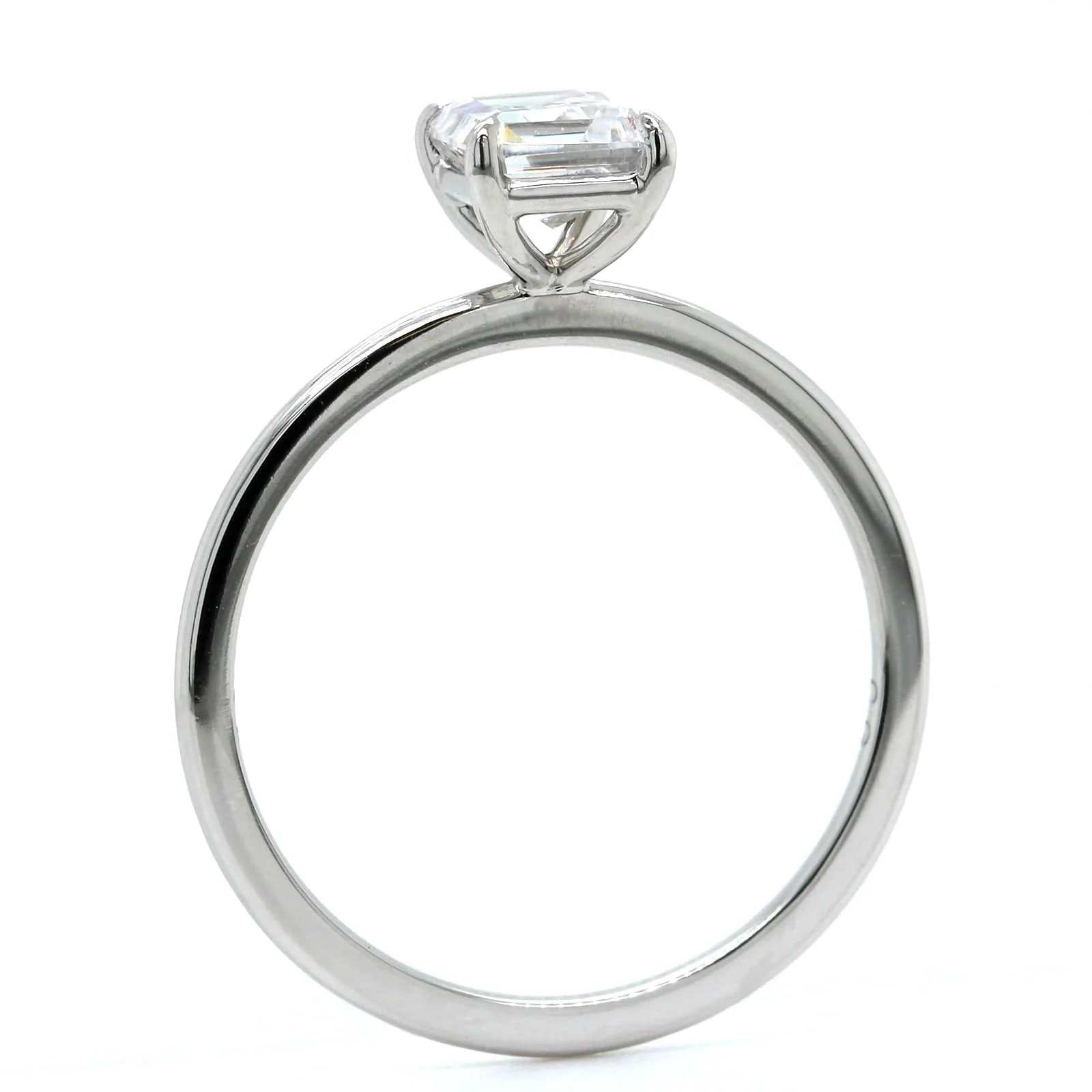 Platinum Emerald 4 Prong Solitaire Engagement Ring Setting - Image 3