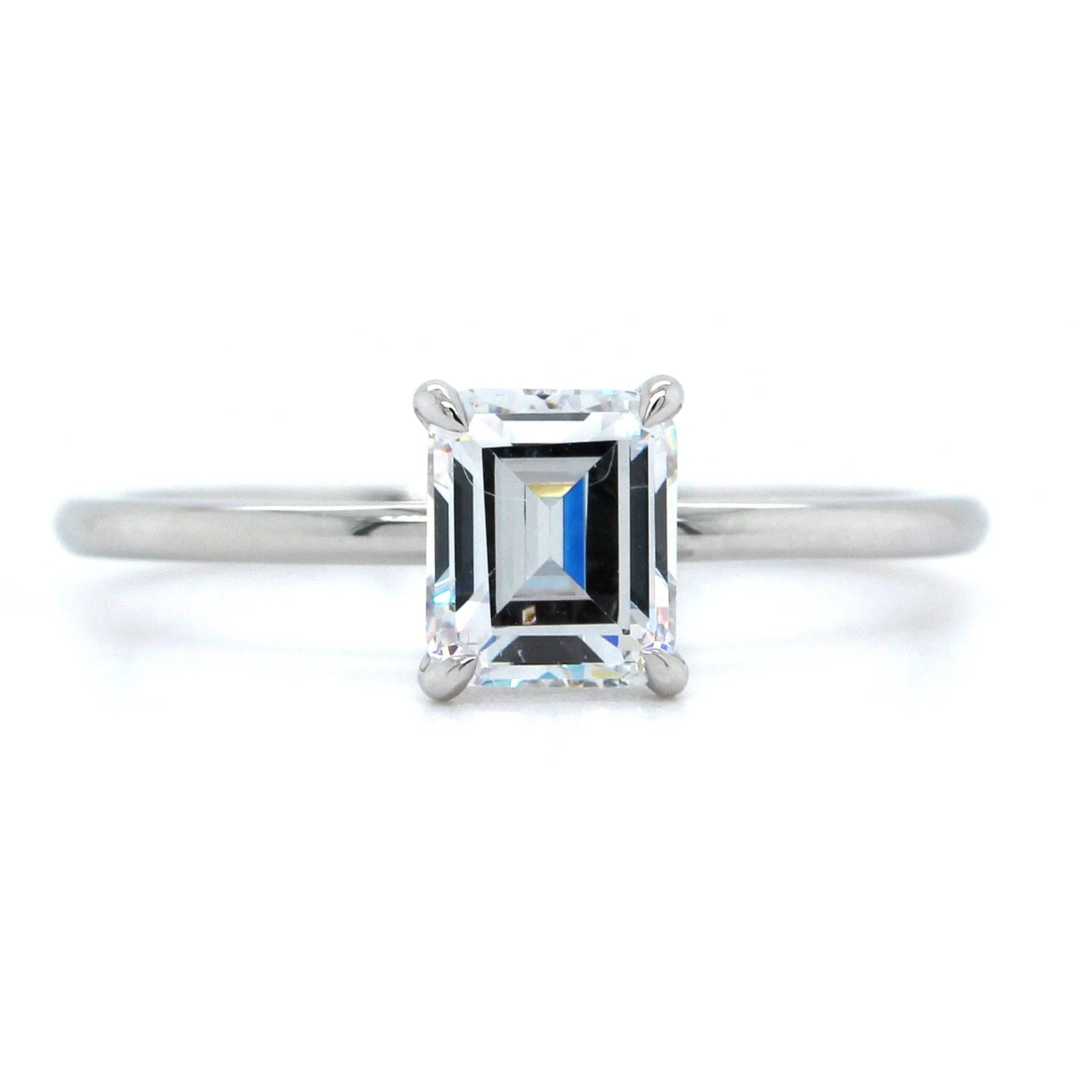 Platinum Emerald 4 Prong Solitaire Engagement Ring Setting - Image 4