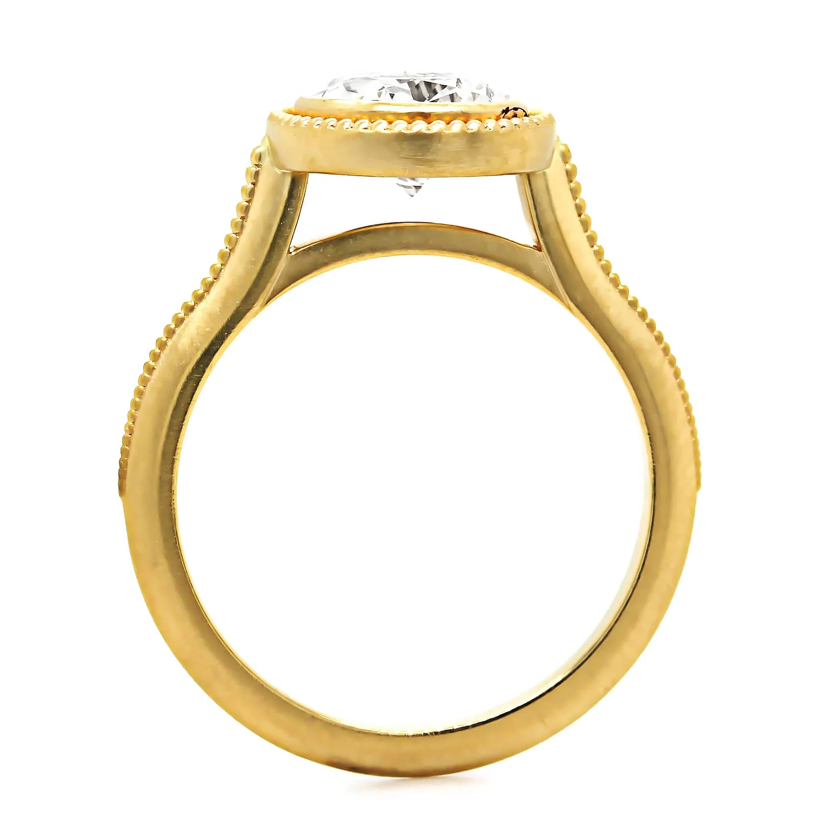 18K Yellow Gold Vintage Style Engagement Ring Setting - Image 3