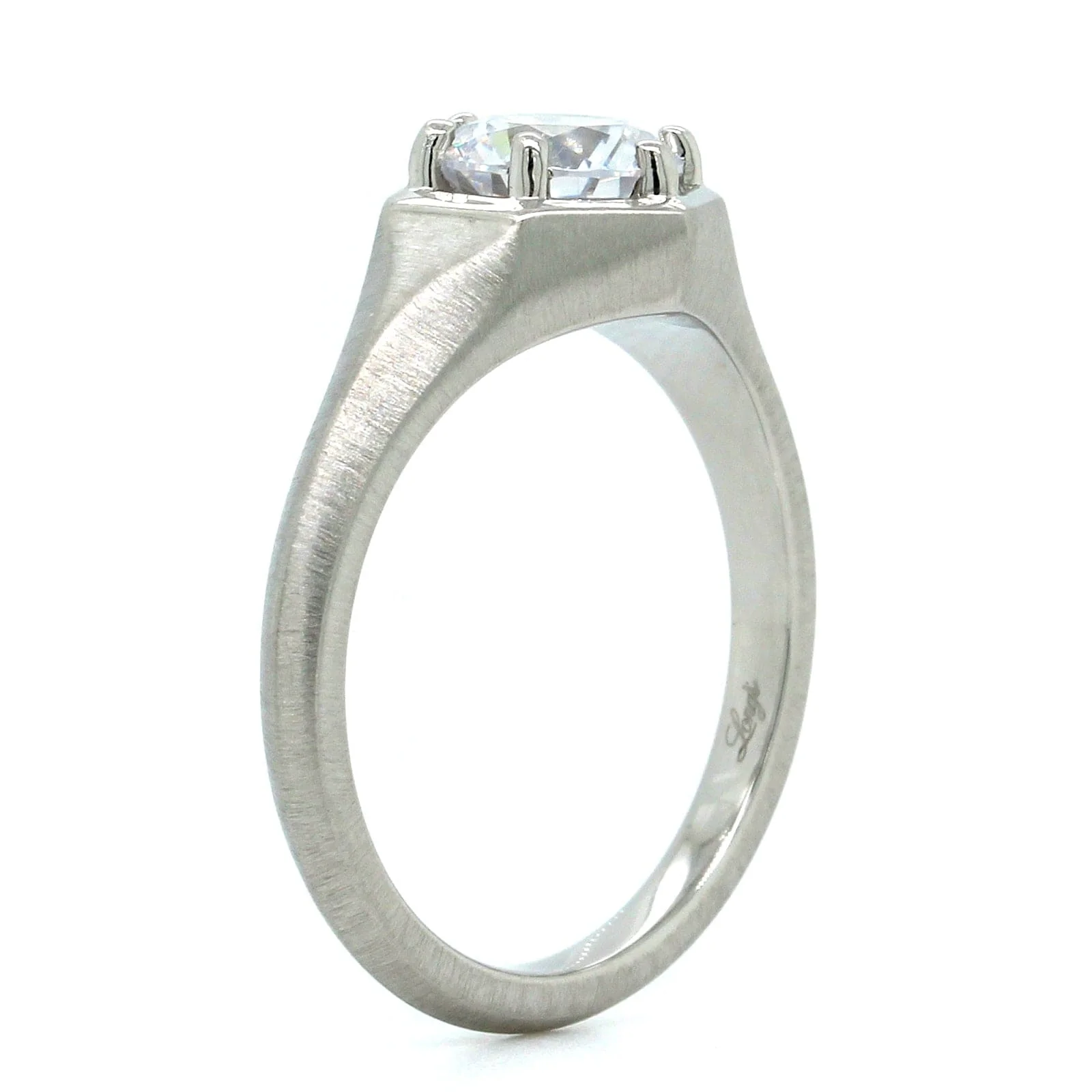 Platinum Contemporary Solitaire Engagement Ring Setting - Image 2