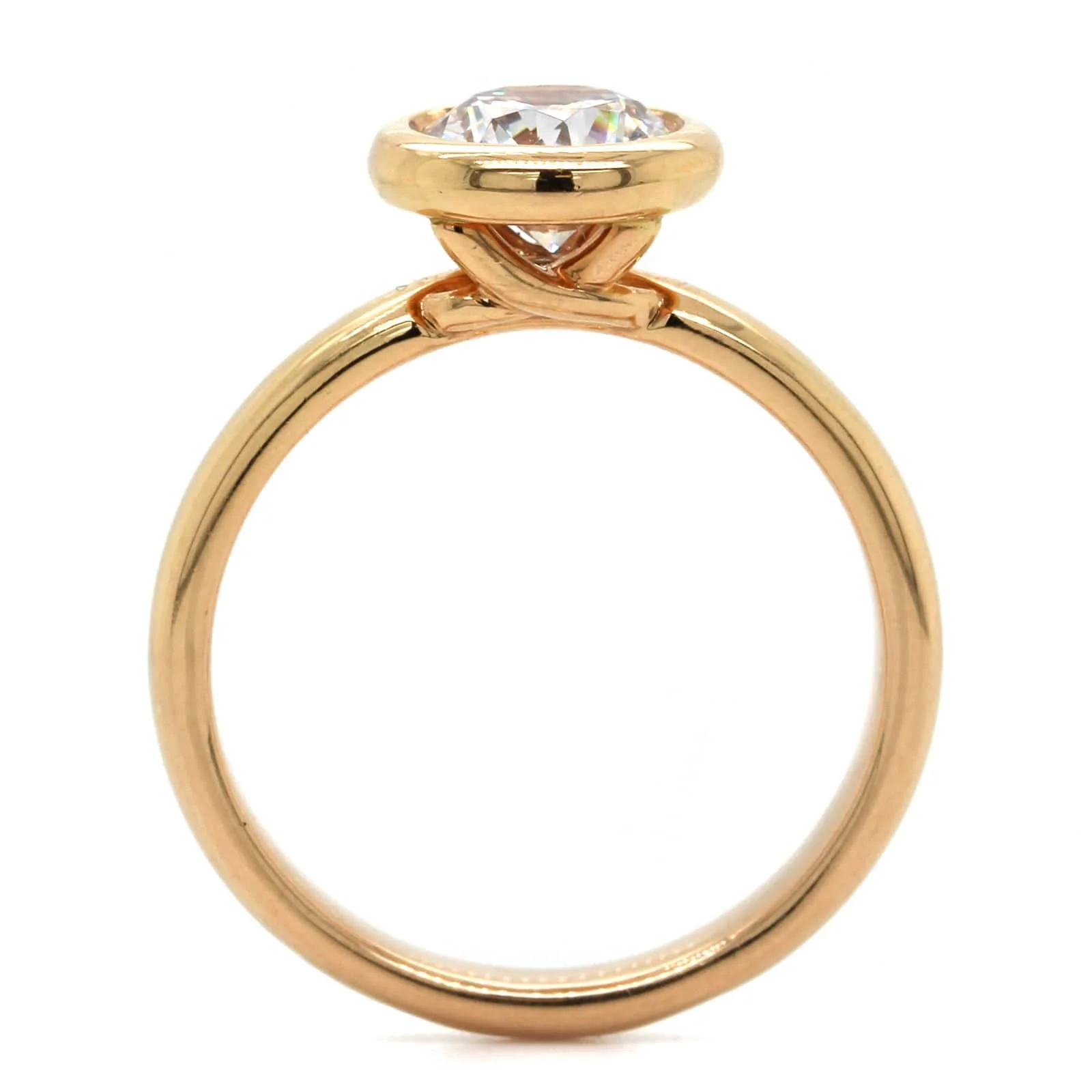 18K Rose Gold Bezel Set Engagement Ring Setting - Image 3