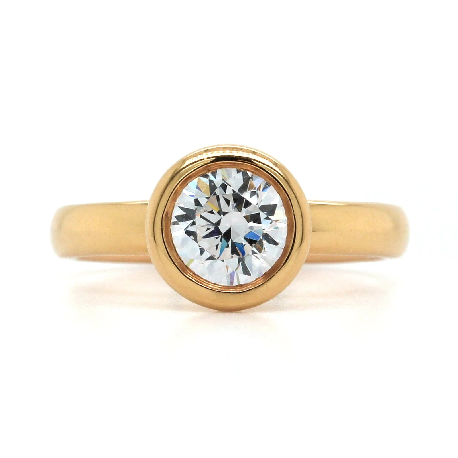 18K Rose Gold Bezel Set Engagement Ring Setting - Image 5