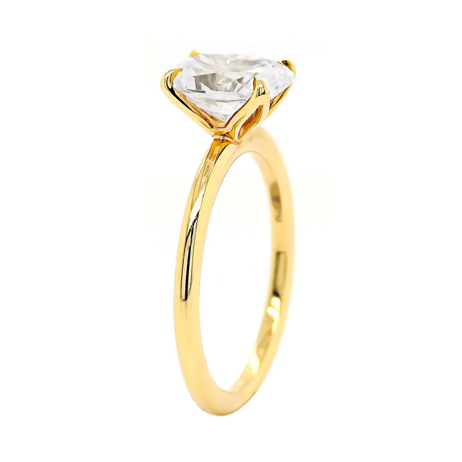 18K Yellow Gold Lily Head Solitaire Engagement Ring Setting - Image 2