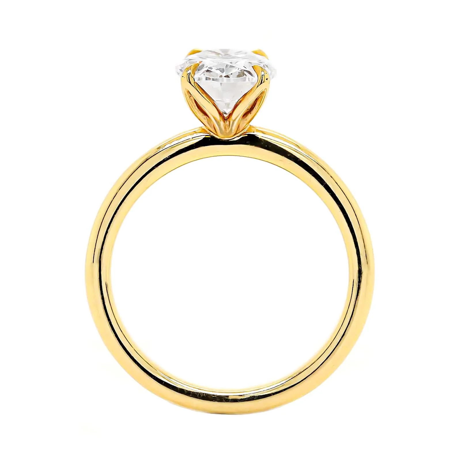 18K Yellow Gold Lily Head Solitaire Engagement Ring Setting - Image 3
