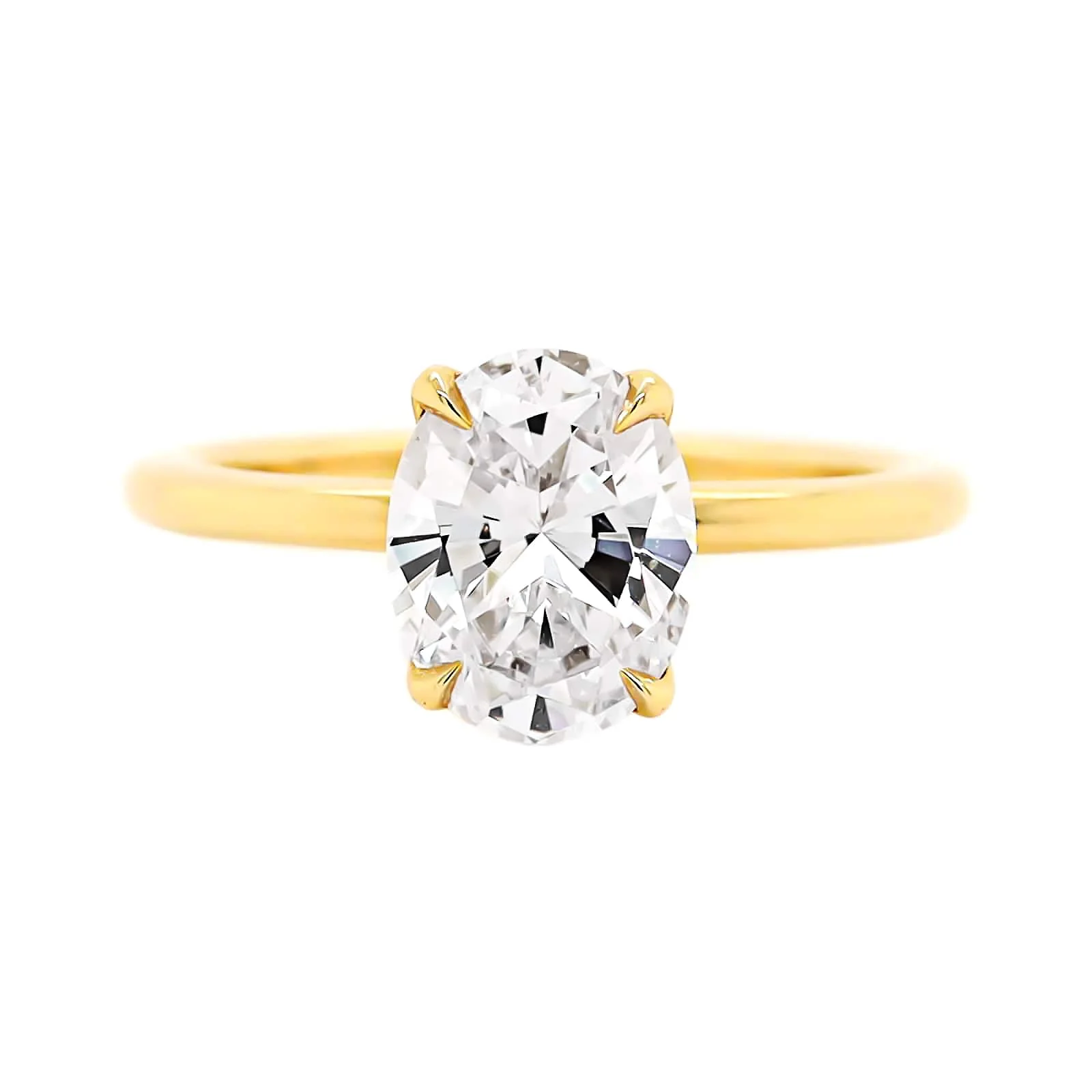 18K Yellow Gold Lily Head Solitaire Engagement Ring Setting - Image 5