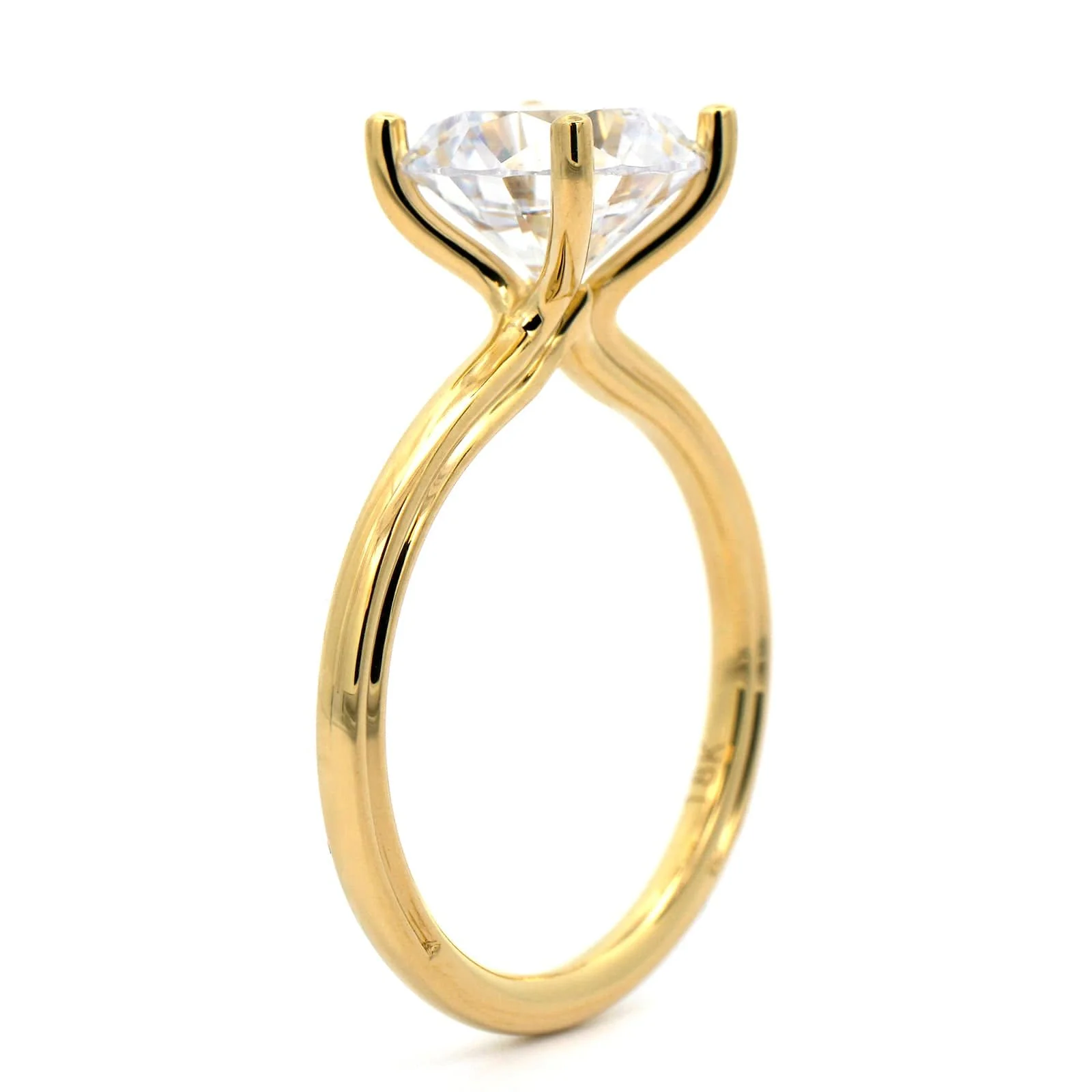18K Yellow Gold 4 Prong Diamond Solitaire Engagement Ring Setting - Image 2