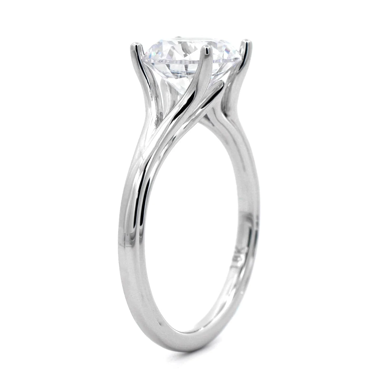 18K White Gold 4 Prong Diamond Solitaire Engagement Ring Setting - Image 2