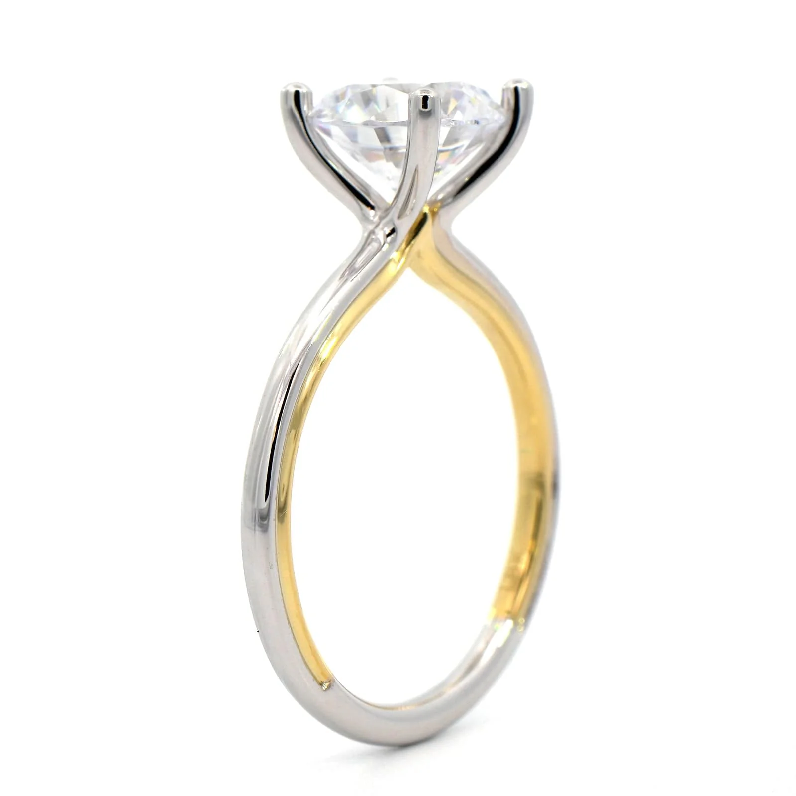 18K Two Tone 4 Prong Diamond Solitaire Engagement Ring Setting - Image 2