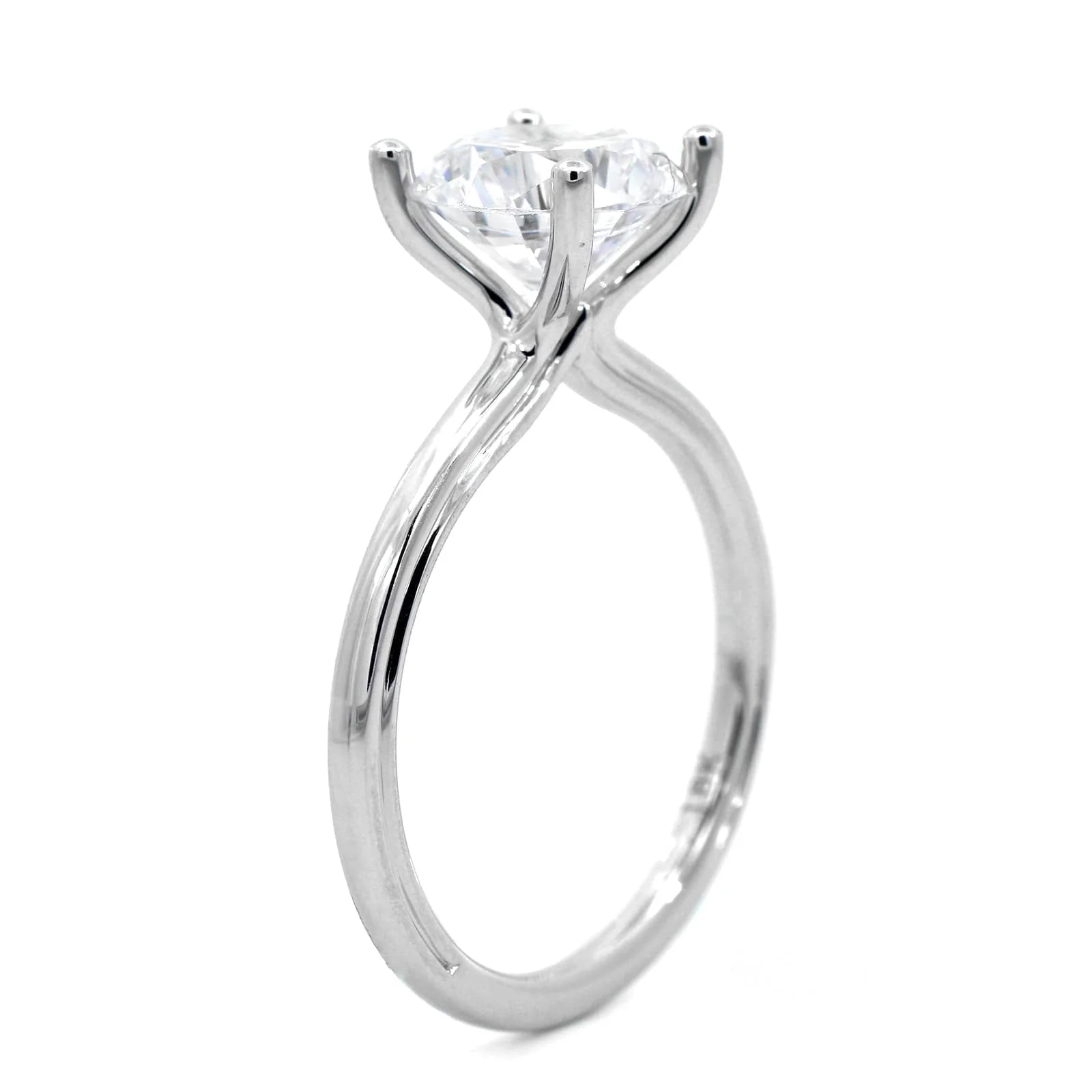 18K White Gold 4 Prong Diamond Solitaire Engagement Ring Setting - Image 2