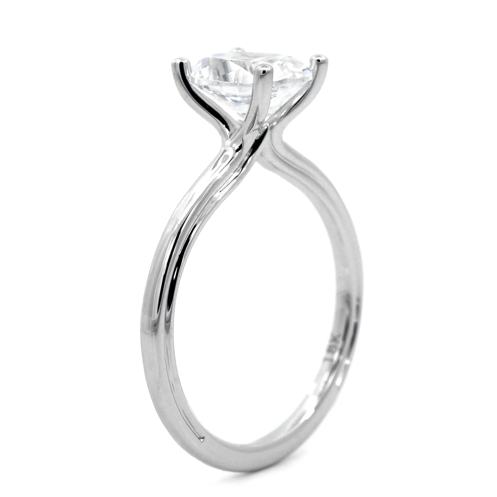 18K White Gold 4 Prong Diamond Solitaire Engagement Ring Setting - Image 2