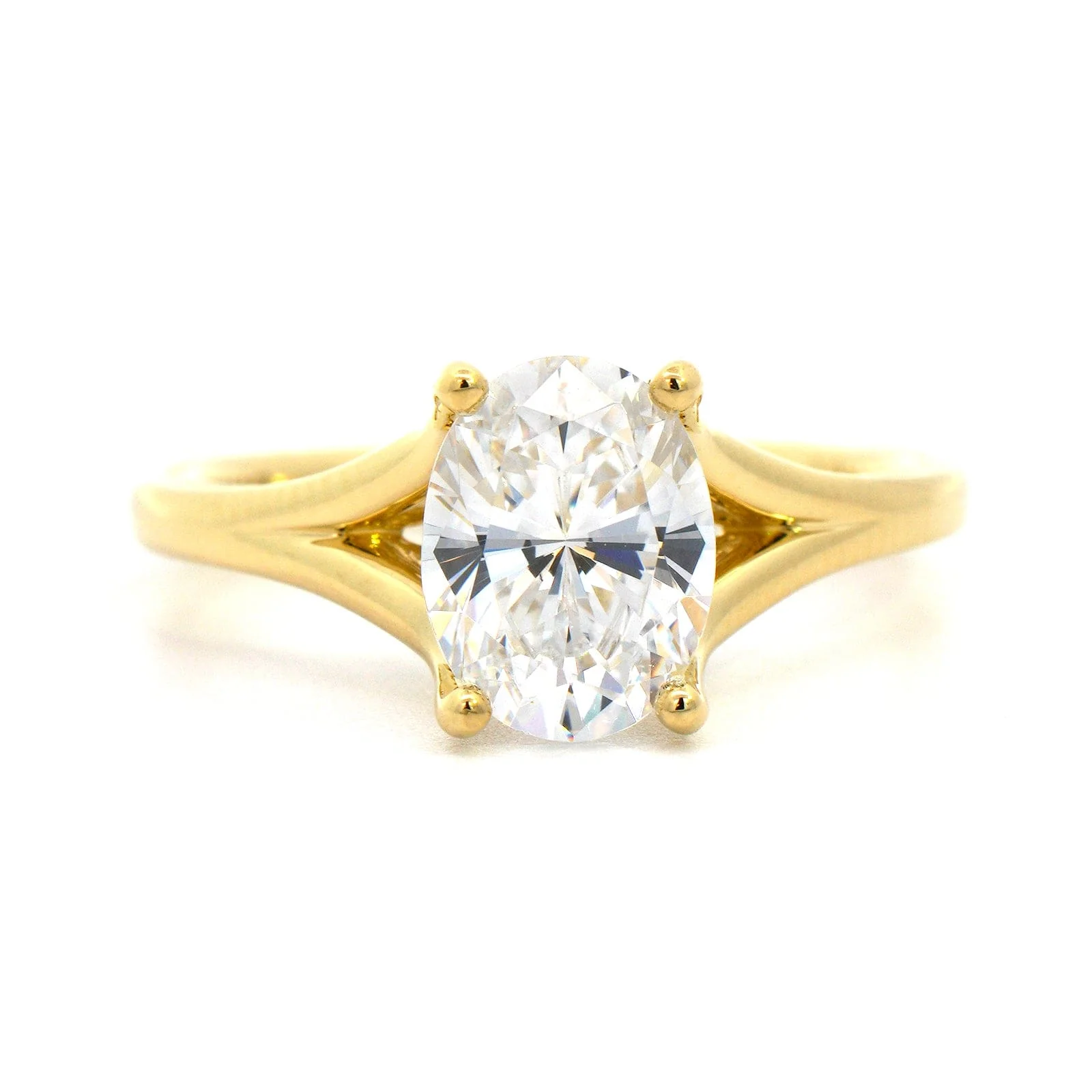 18K Yellow Gold 4 Prong Oval Diamond Solitaire Engagement Ring Setting