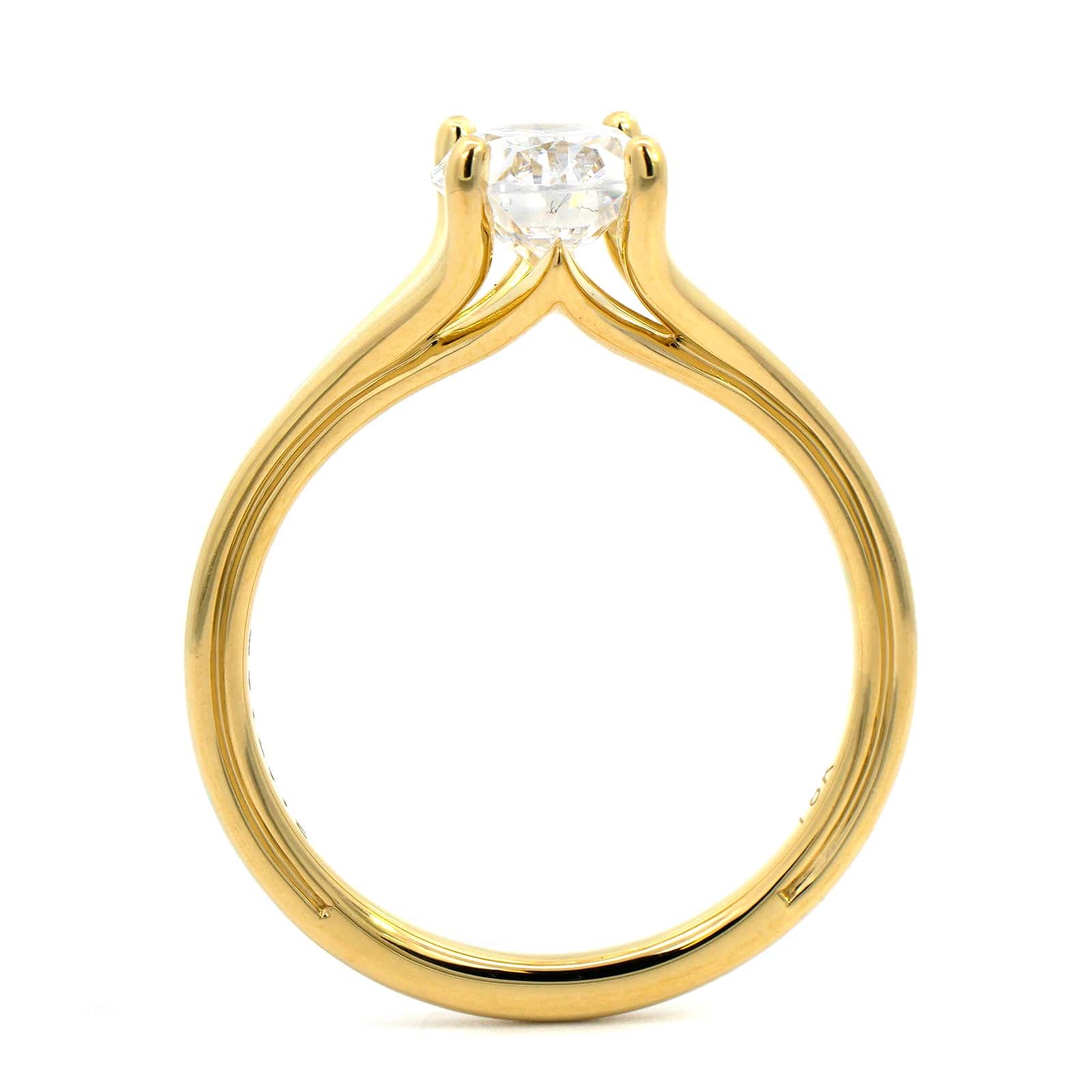 18K Yellow Gold 4 Prong Oval Diamond Solitaire Engagement Ring Setting - Image 3
