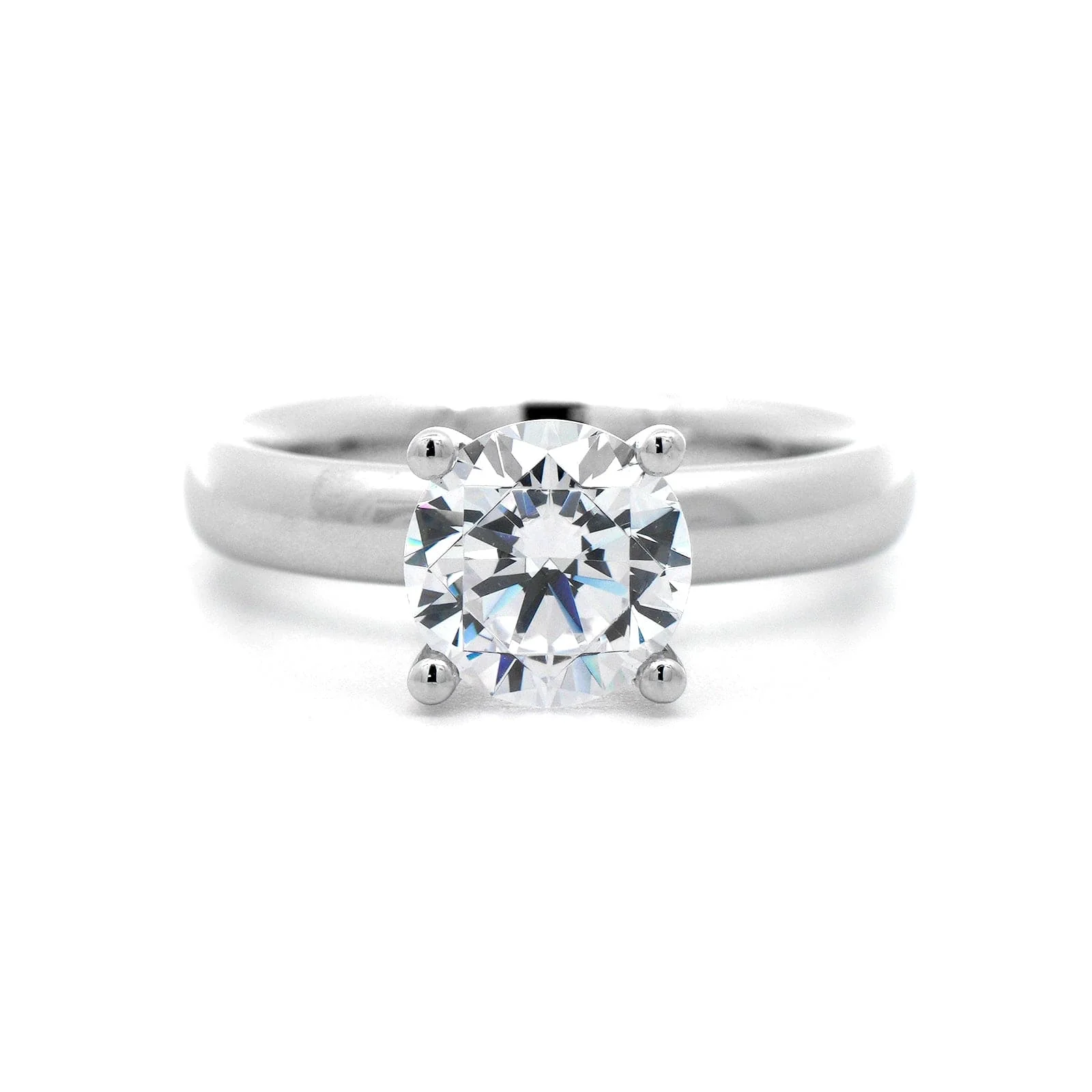18K White Gold 4 Prong Diamond Solitaire Engagement Ring Setting
