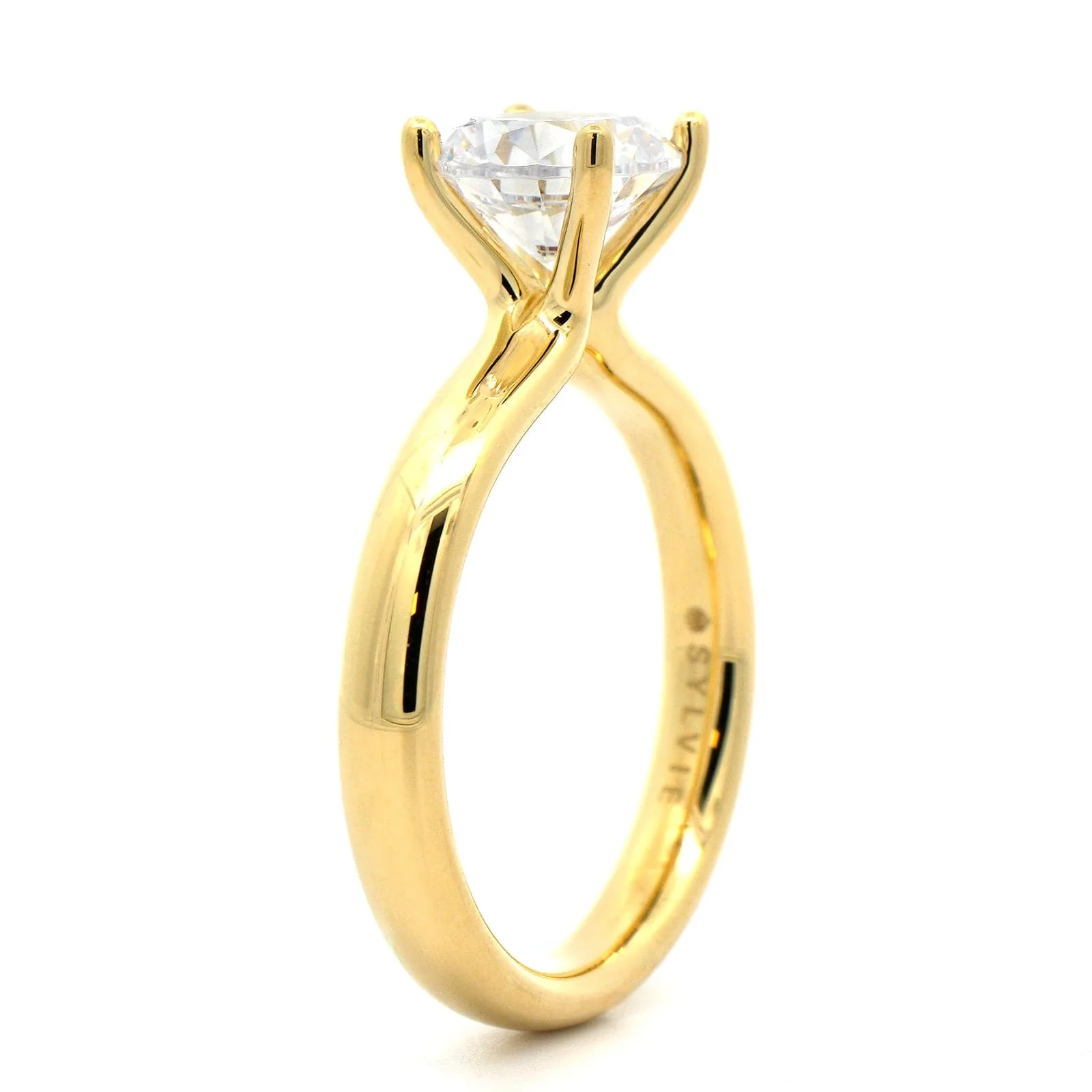 18K Yellow Gold 4 Prong Diamond Solitaire Engagement Ring Setting - Image 2