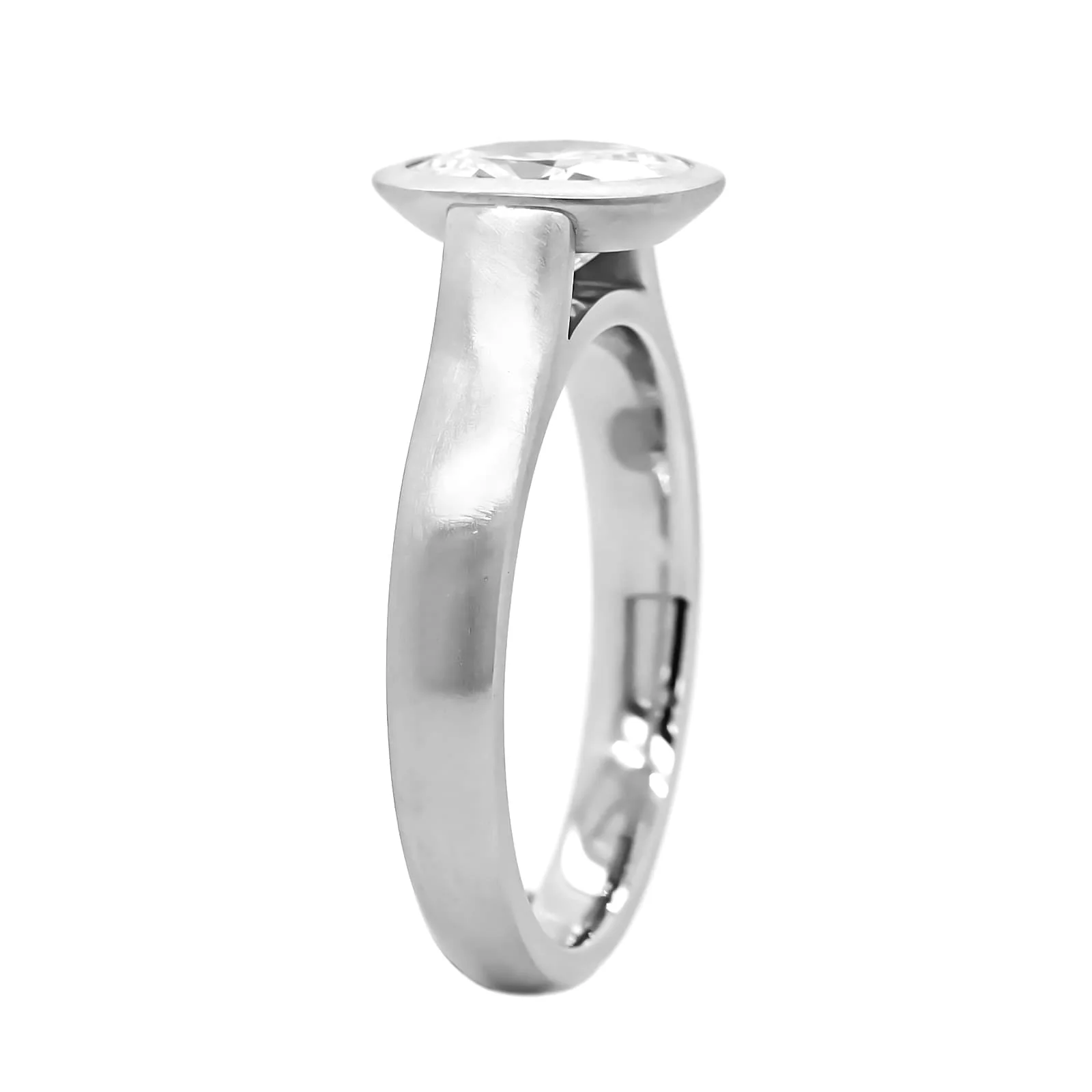 Platinum Bezel Set Satin Finish Engagement Ring Setting - Image 2