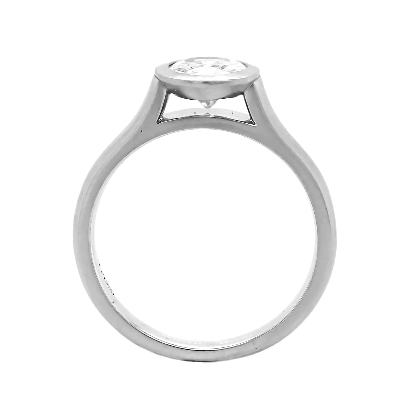 Platinum Bezel Set Satin Finish Engagement Ring Setting - Image 3