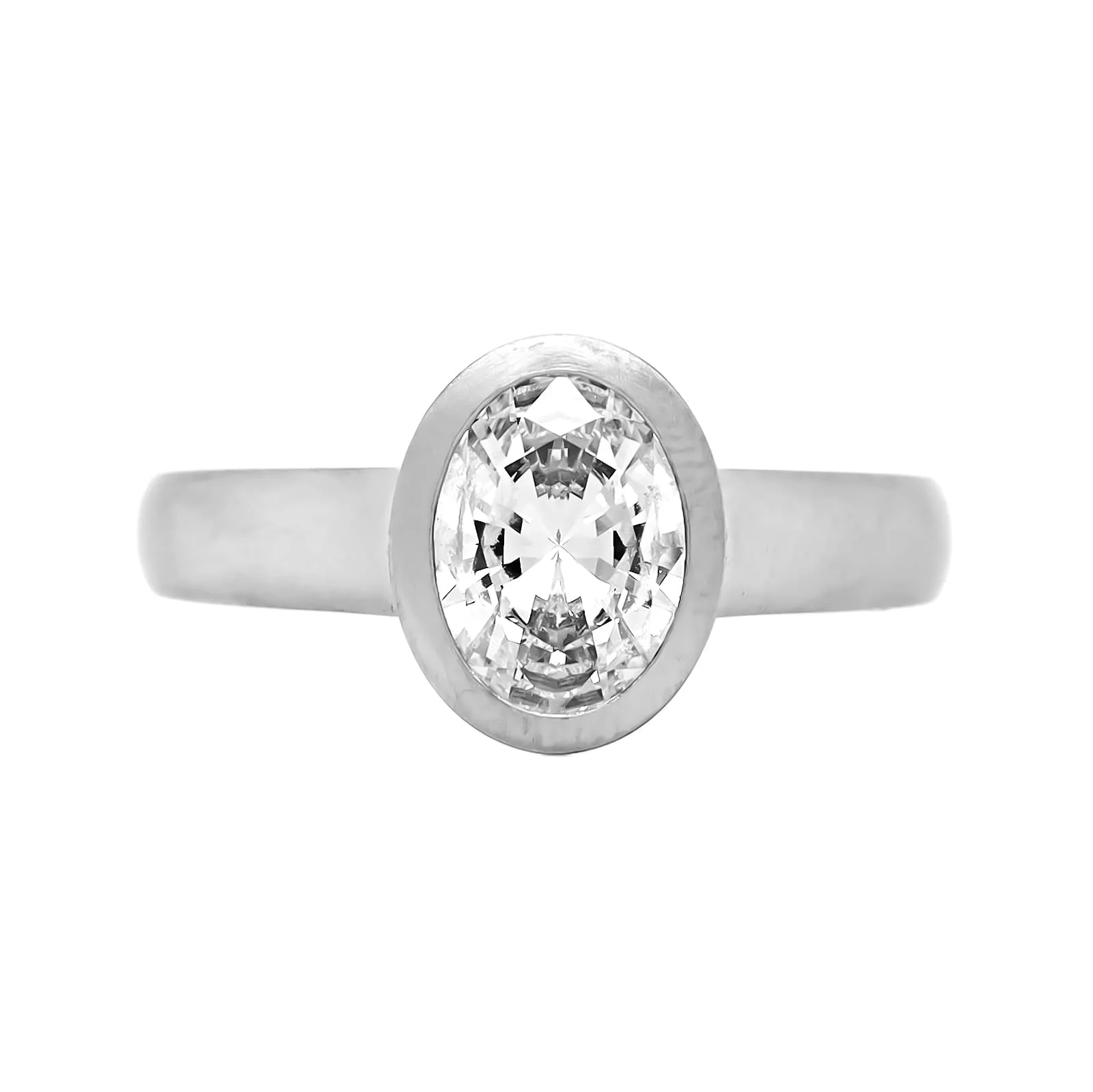 Platinum Bezel Set Satin Finish Engagement Ring Setting - Image 5