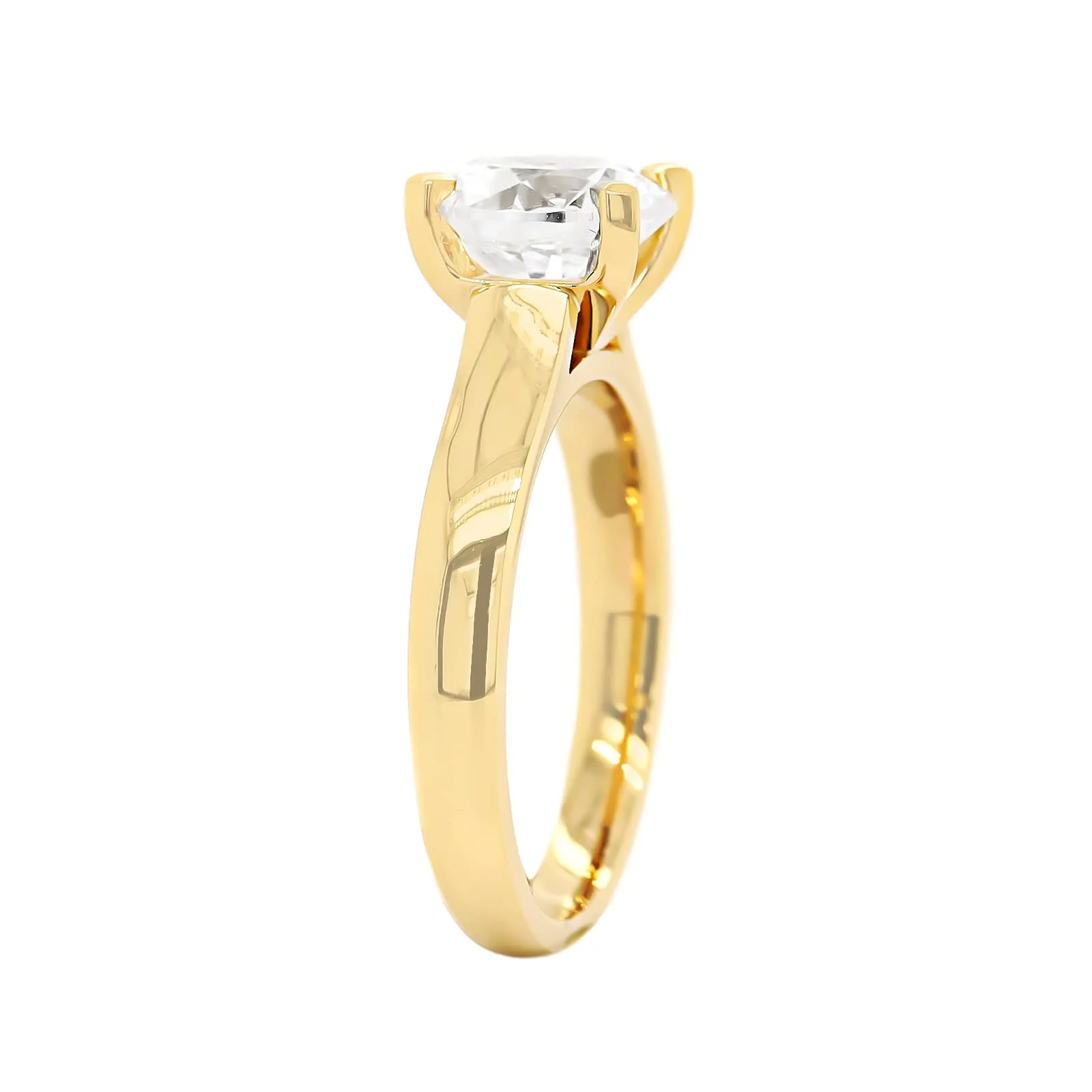 18K Yellow Gold Wide Shank Cathedral Engagement Ring Setting - Image 2