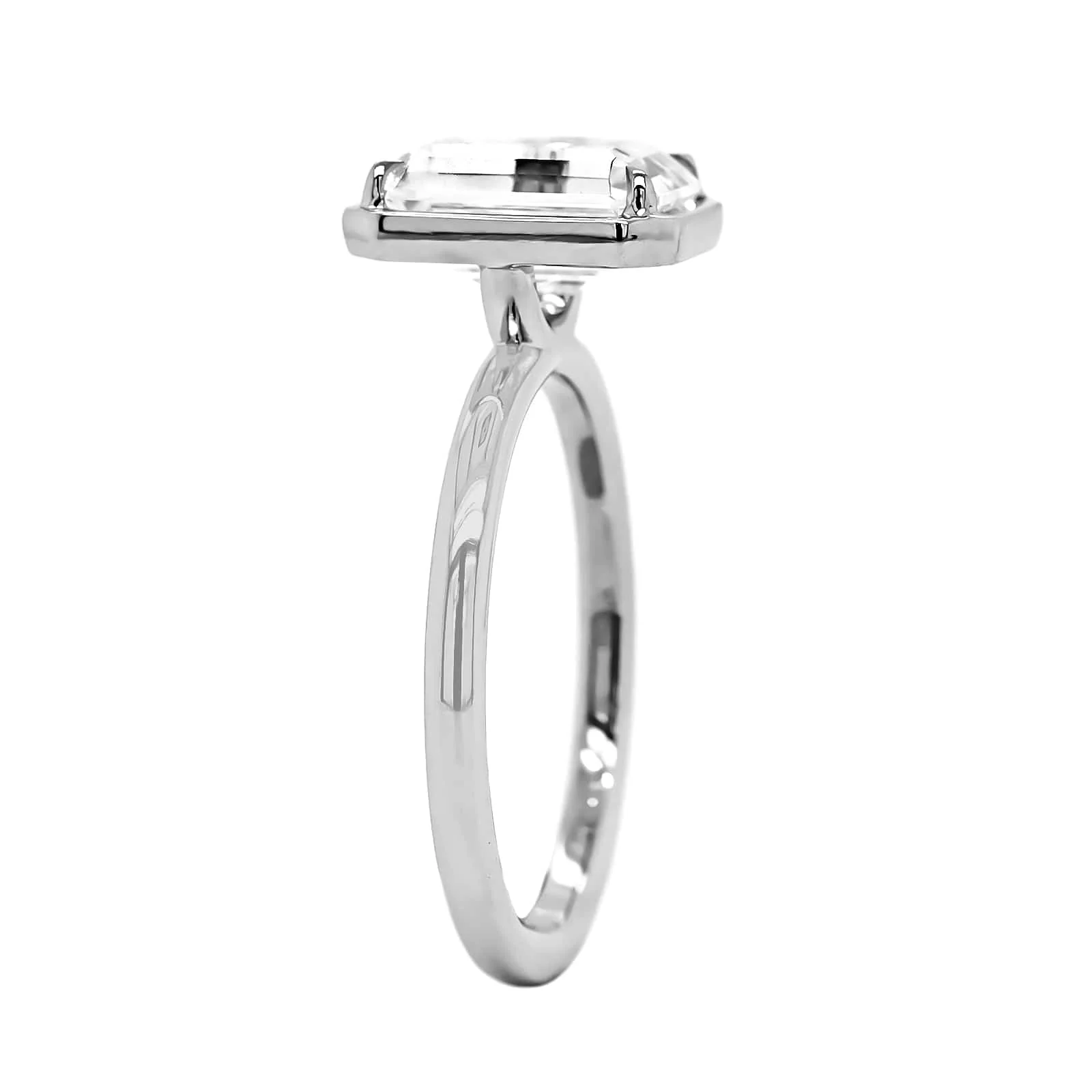 Platinum 4 Prong Bezel Set Engagement Ring Setting - Image 2