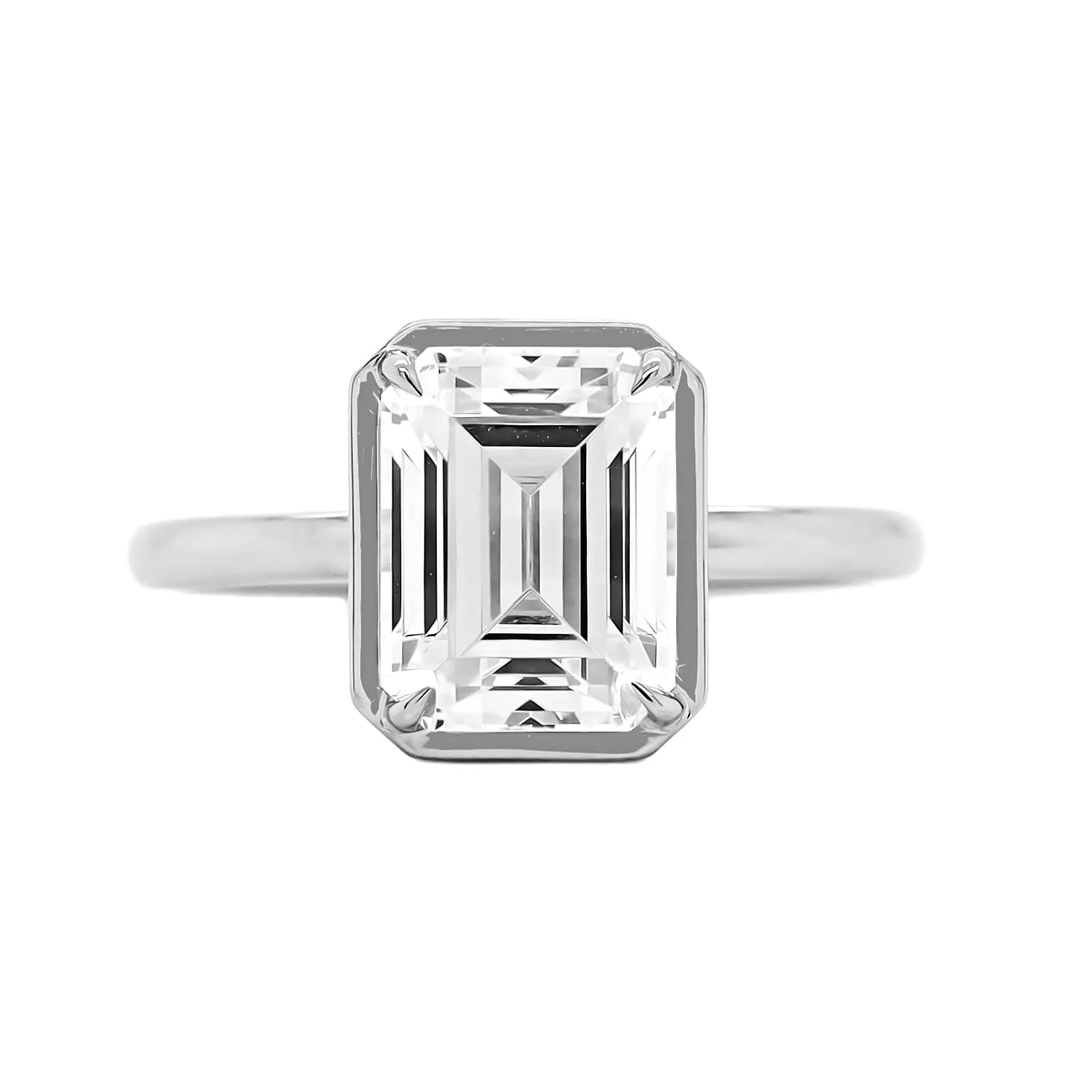 Platinum 4 Prong Bezel Set Engagement Ring Setting - Image 5