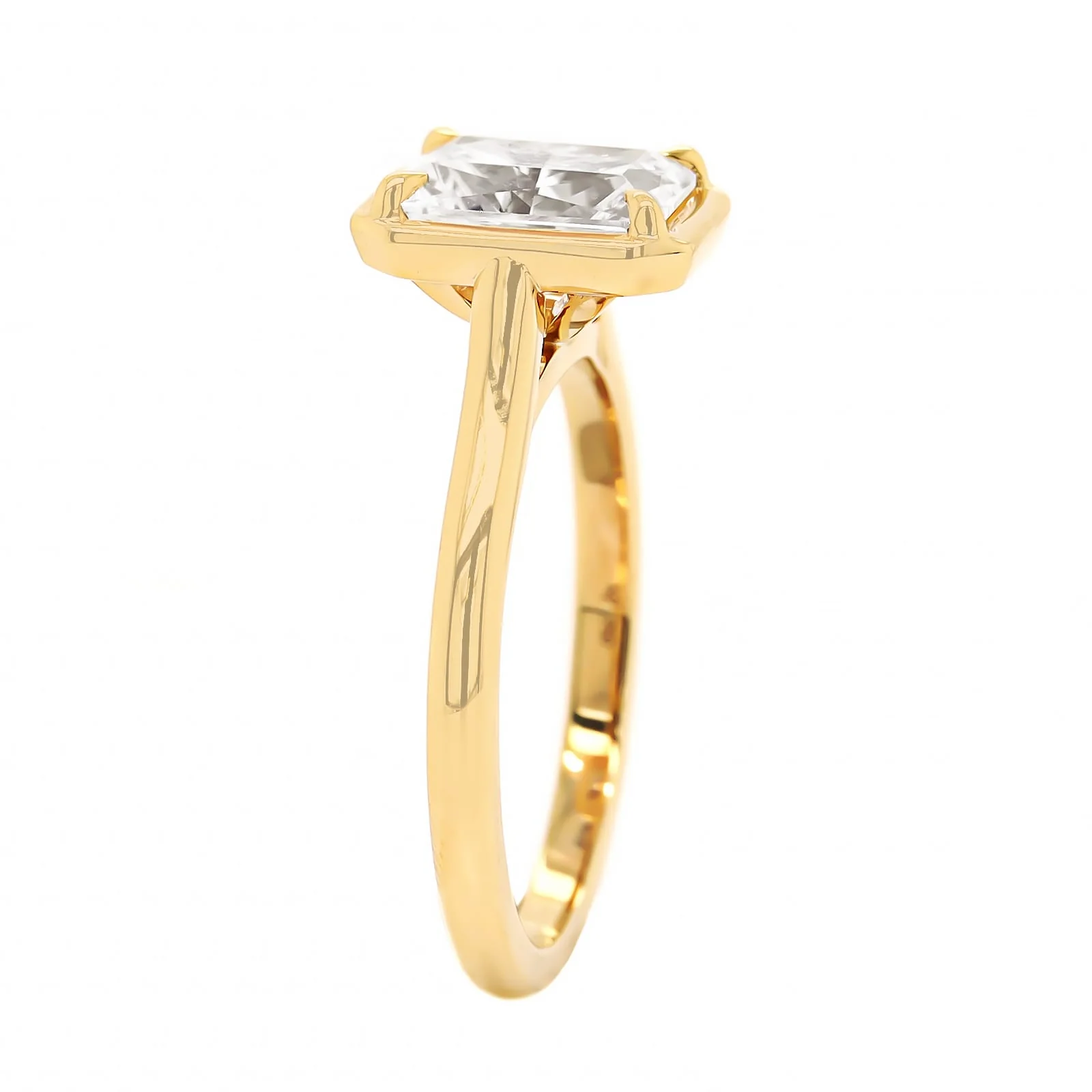 18K Yellow Gold 4 Prong Bezel Set Engagement Ring Setting - Image 2