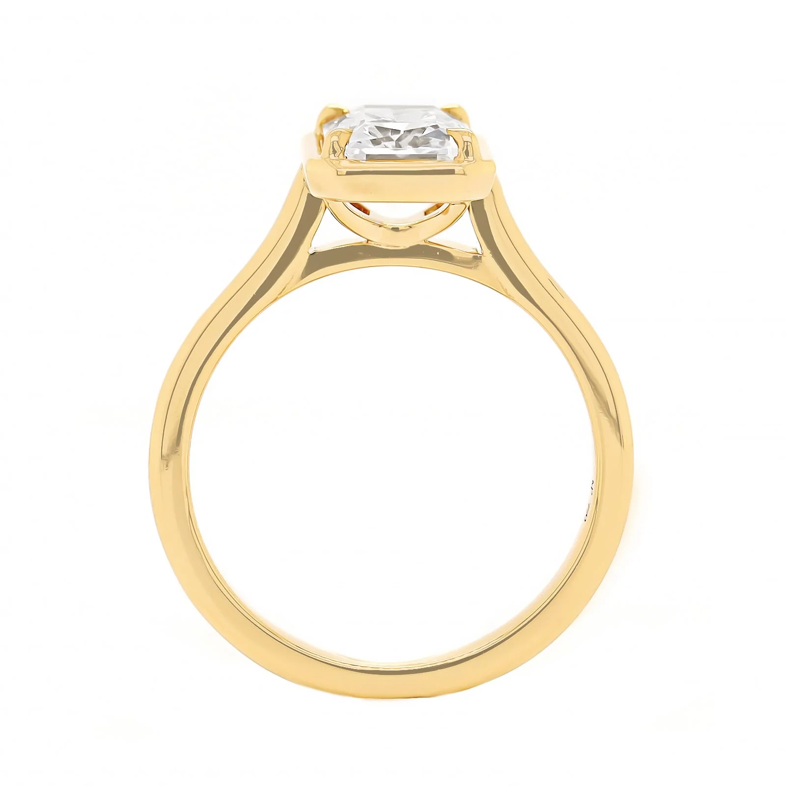 18K Yellow Gold 4 Prong Bezel Set Engagement Ring Setting - Image 3