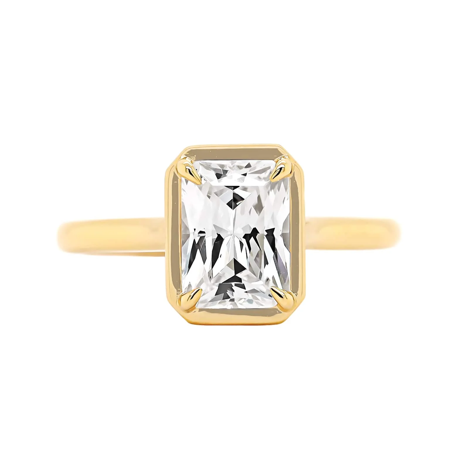 18K Yellow Gold 4 Prong Bezel Set Engagement Ring Setting - Image 5