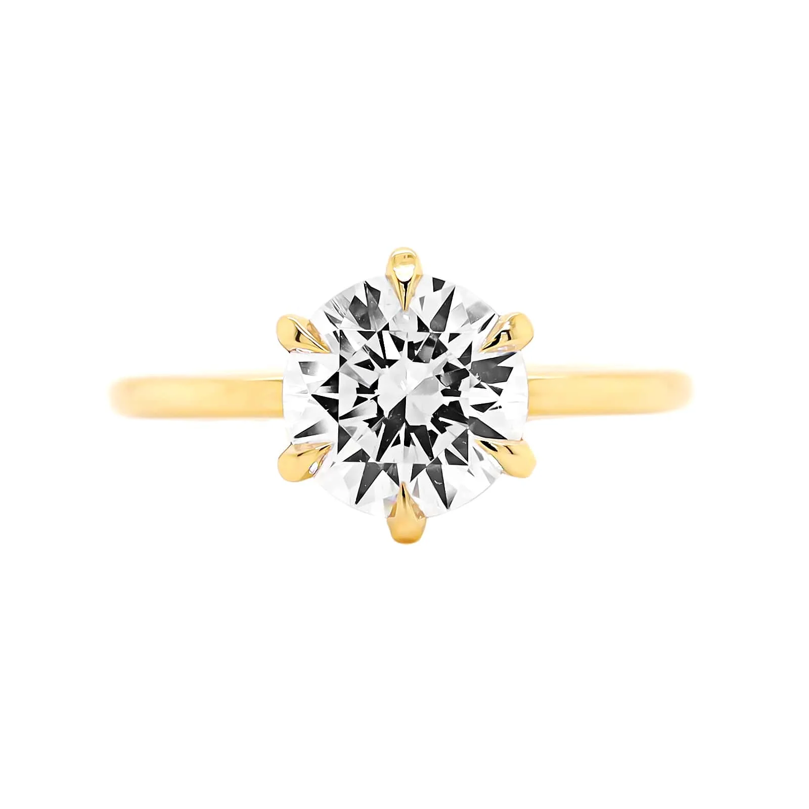 18K Yellow Gold 6 Prong Solitaire Engagement Ring Setting - Image 5