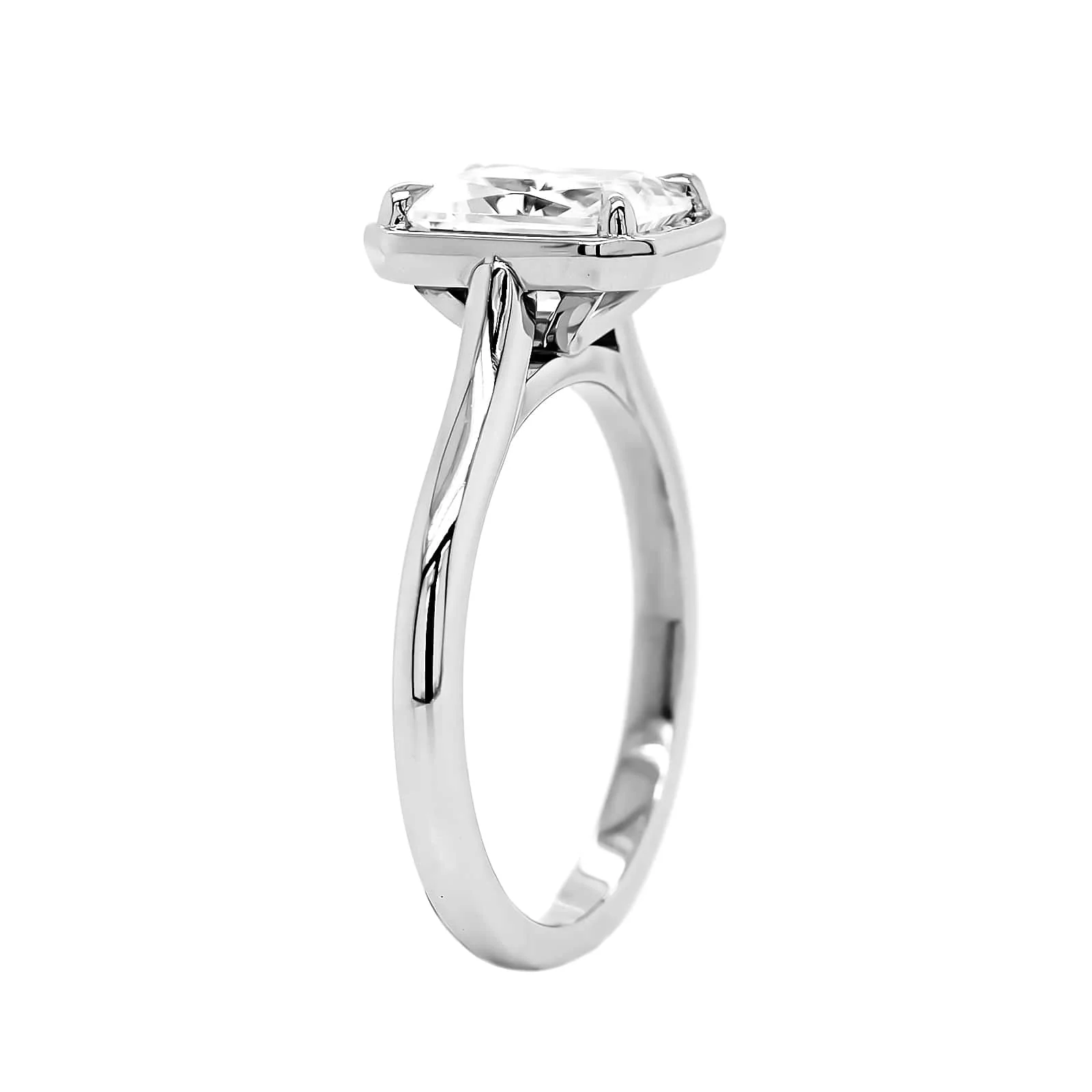 Platinum Bezel Set Radiant Cut Diamond Engagement Ring Setting - Image 2